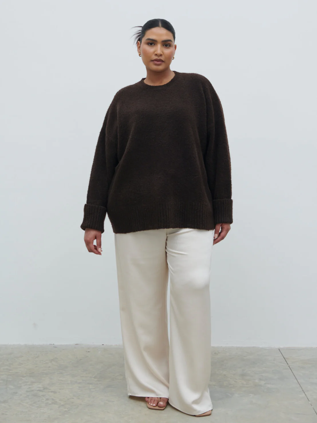 Camille Oversized Borg Jumper Curve - Brown - Image 5