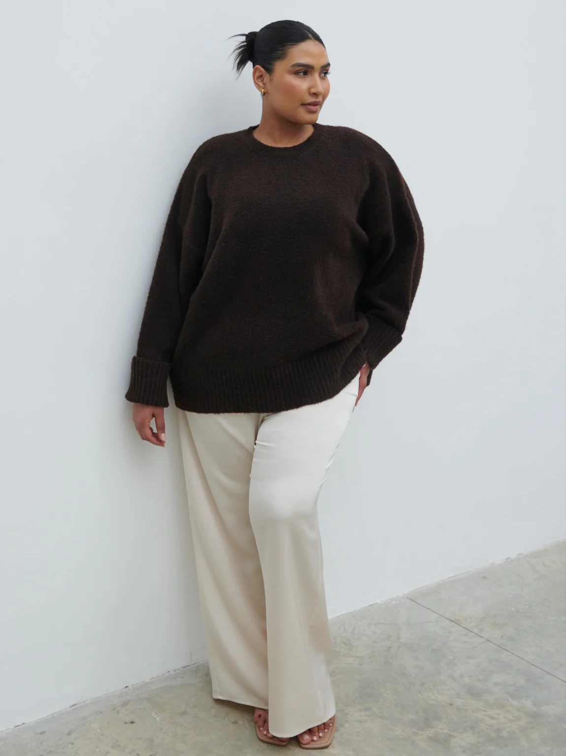 Camille Oversized Borg Jumper Curve - Brown - Image 6