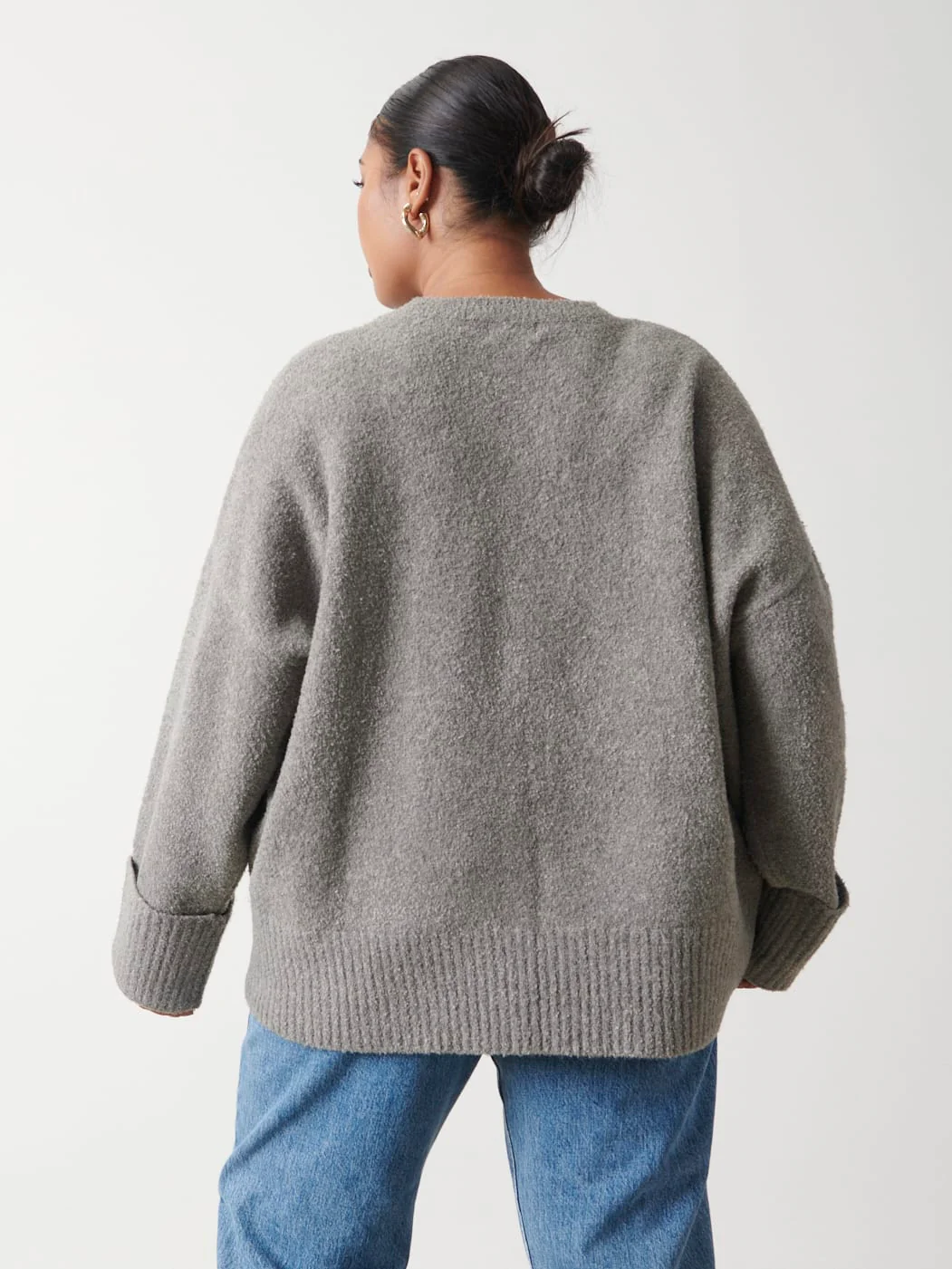Camille Oversized Borg Jumper Curve - Charcoal - Image 4