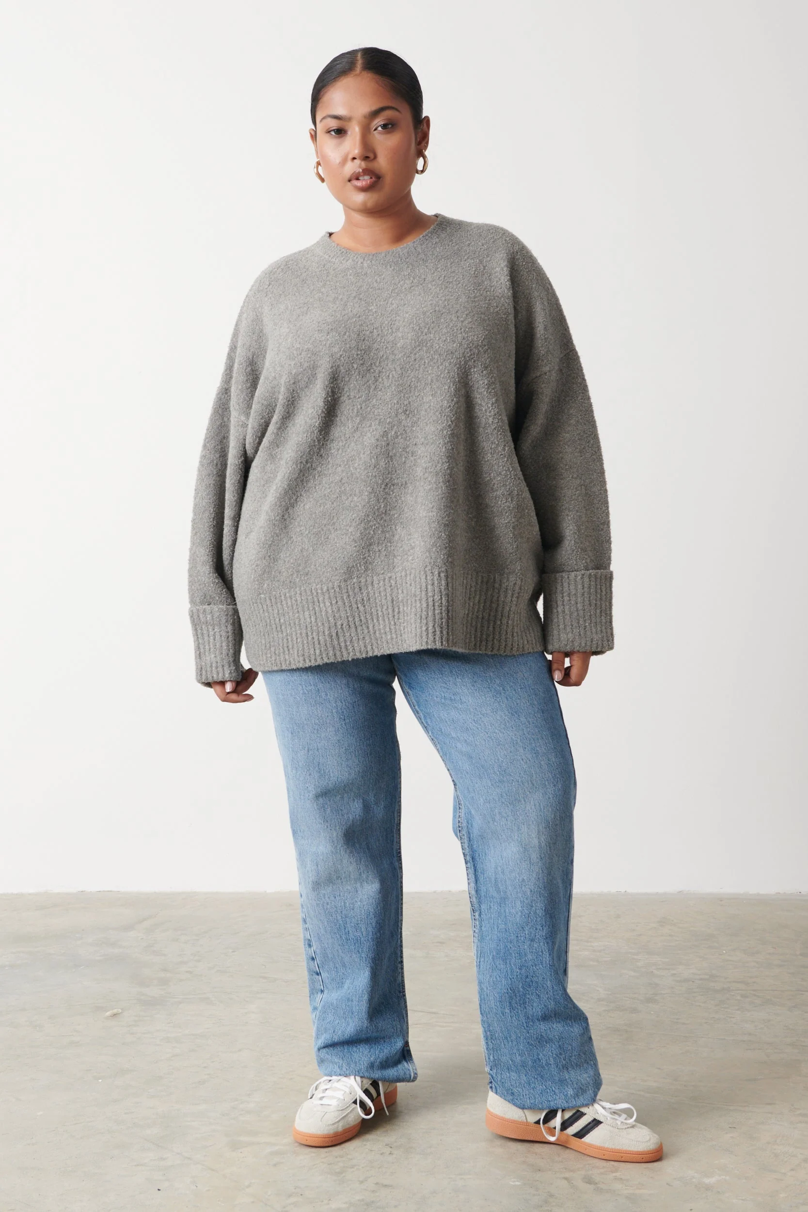Camille Oversized Borg Jumper Curve - Charcoal - Image 5