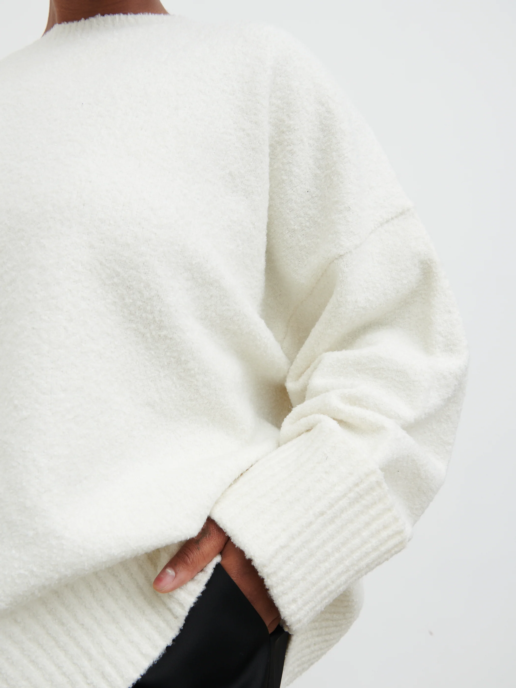 Camille Oversized Borg Jumper Curve - Cream - Image 5