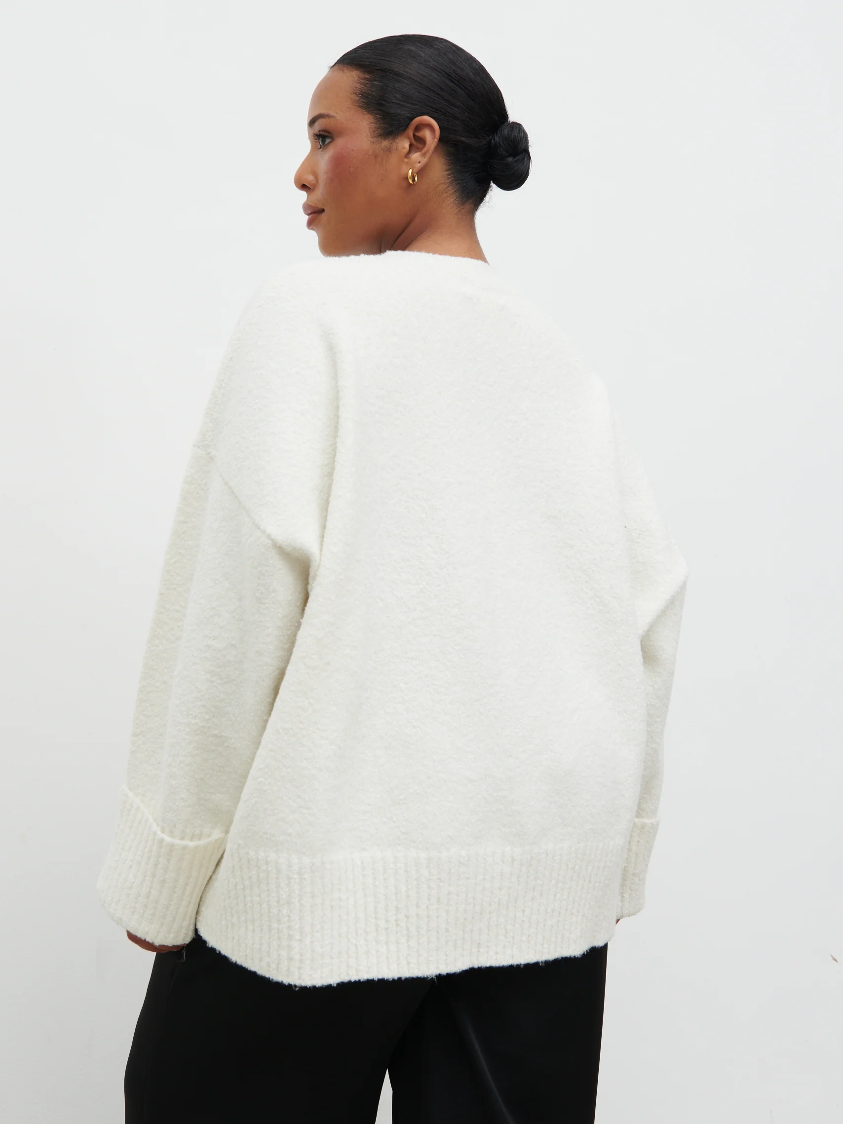 Camille Oversized Borg Jumper Curve - Cream - Image 6