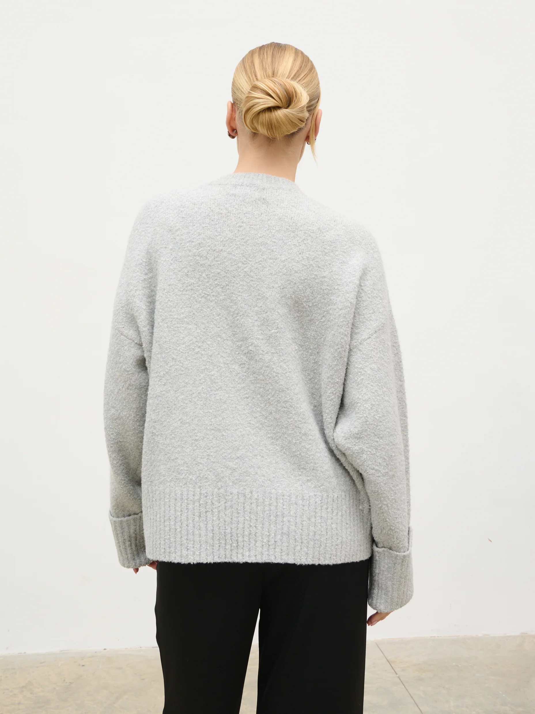 Camille Oversized Borg Jumper - Grey - Image 4