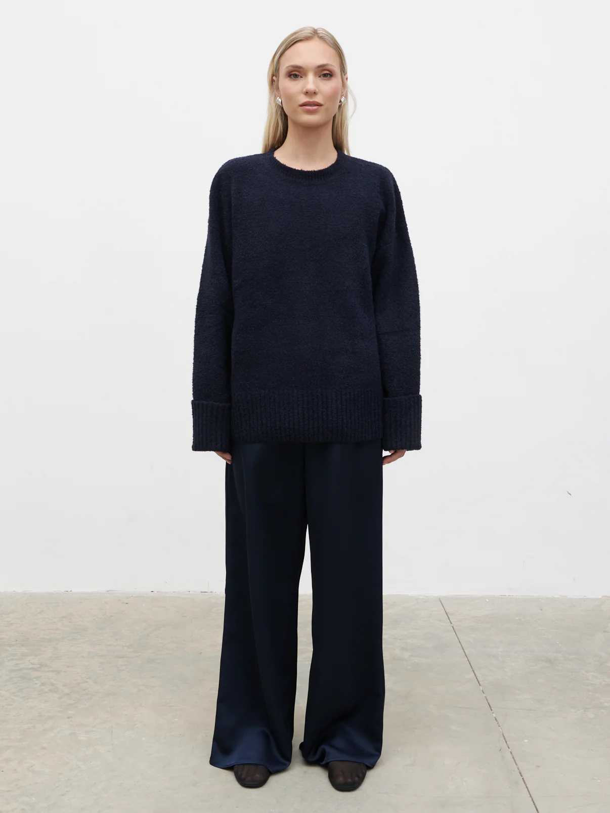 Camille Oversized Borg Jumper - Navy