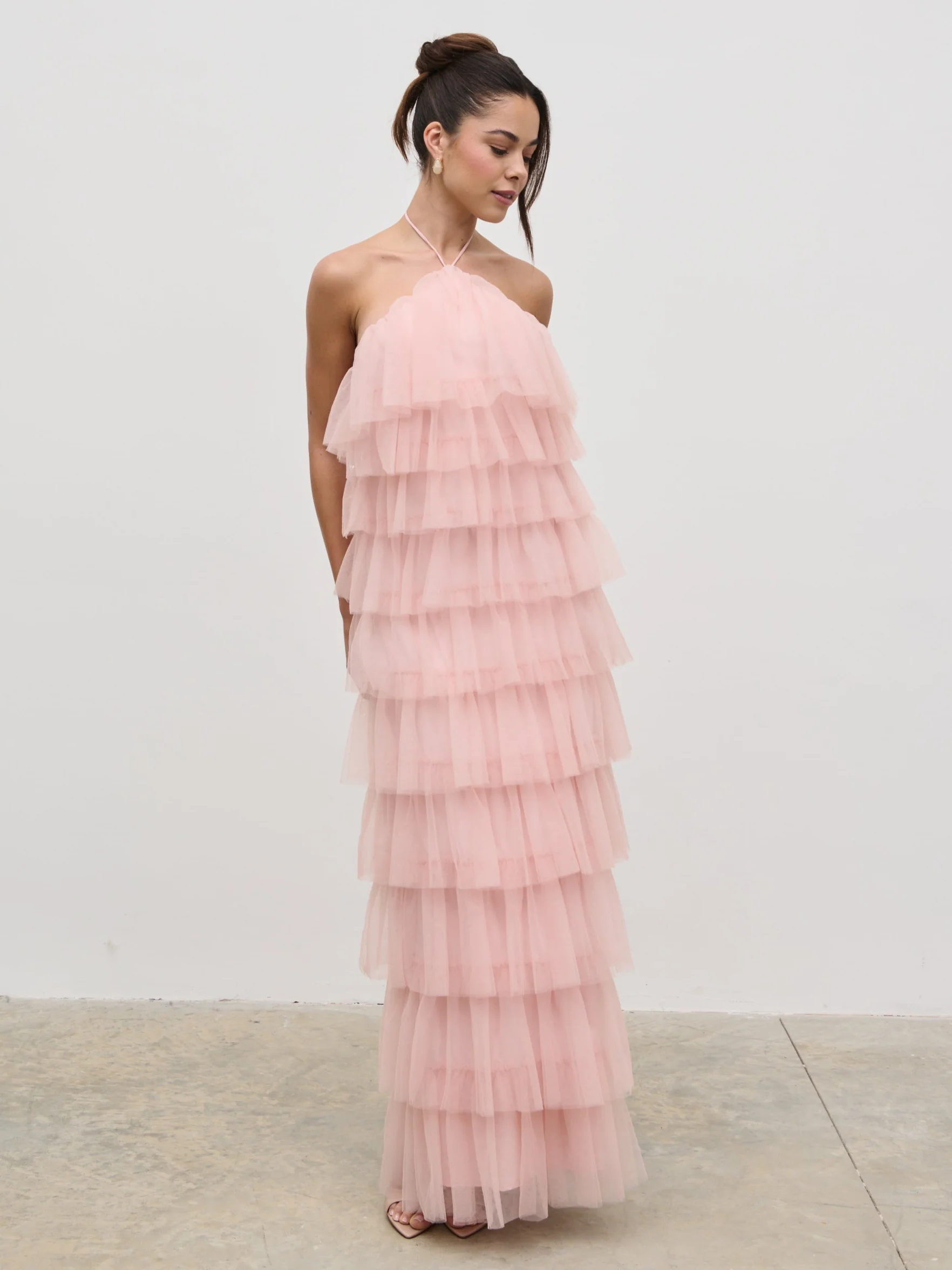 Carri Tulle Maxi Dress - Peony Pink