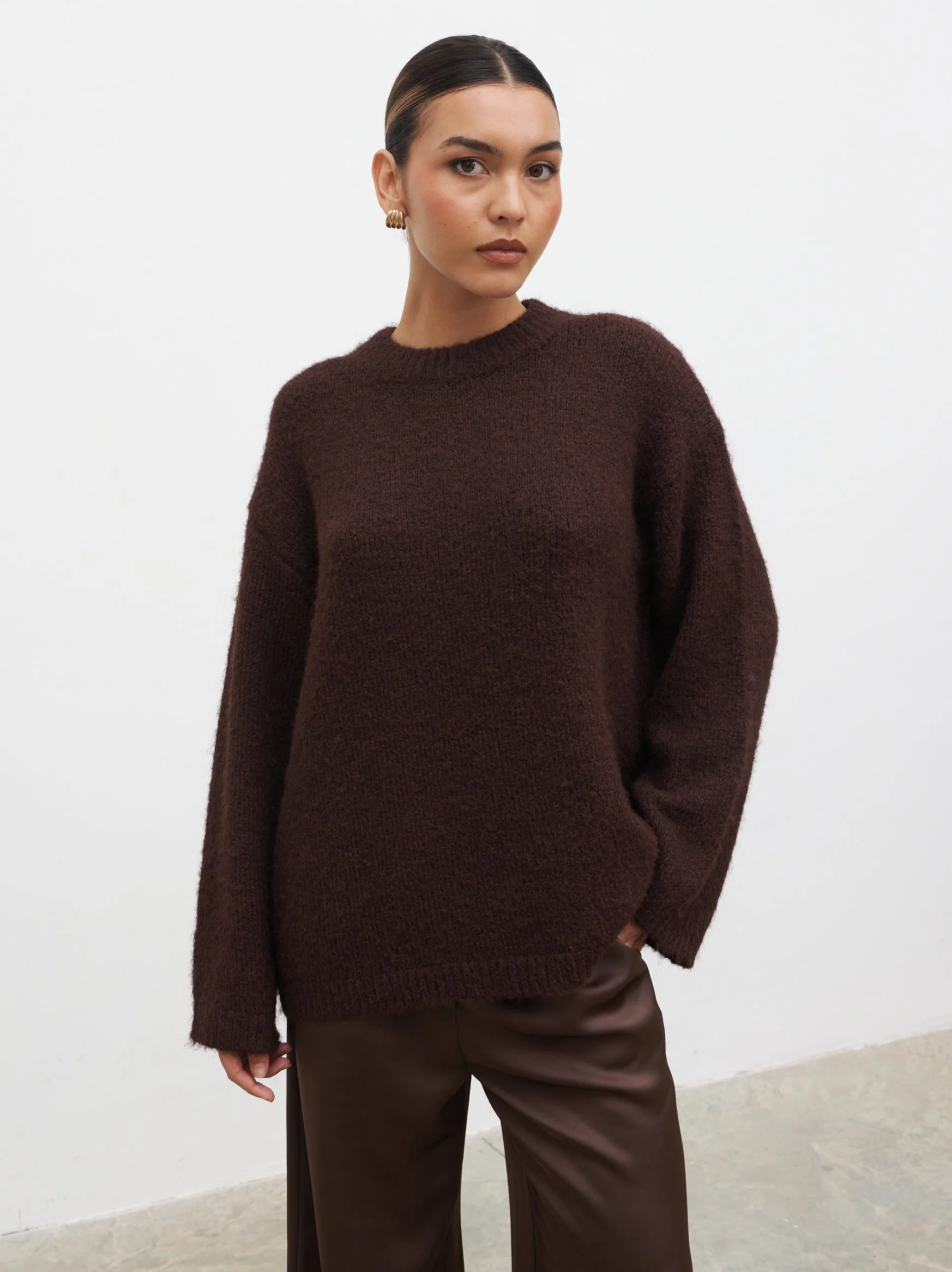 Cece Fluffy Jumper - Chocolate - Image 2