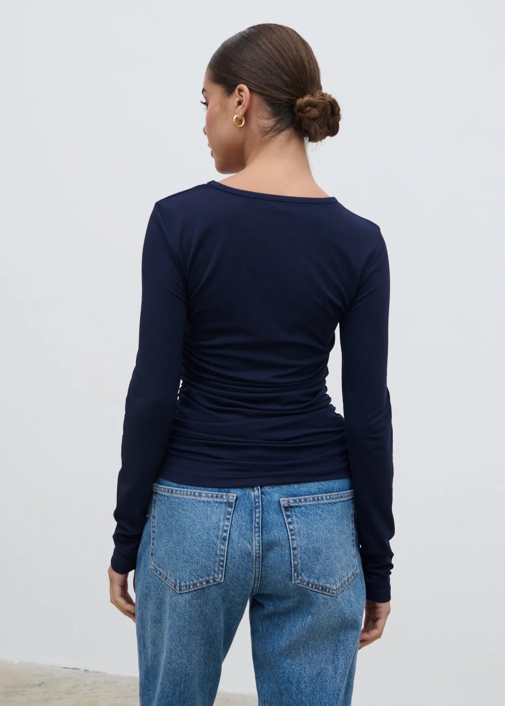 Celia Gathered Jersey Top - Navy - Image 4