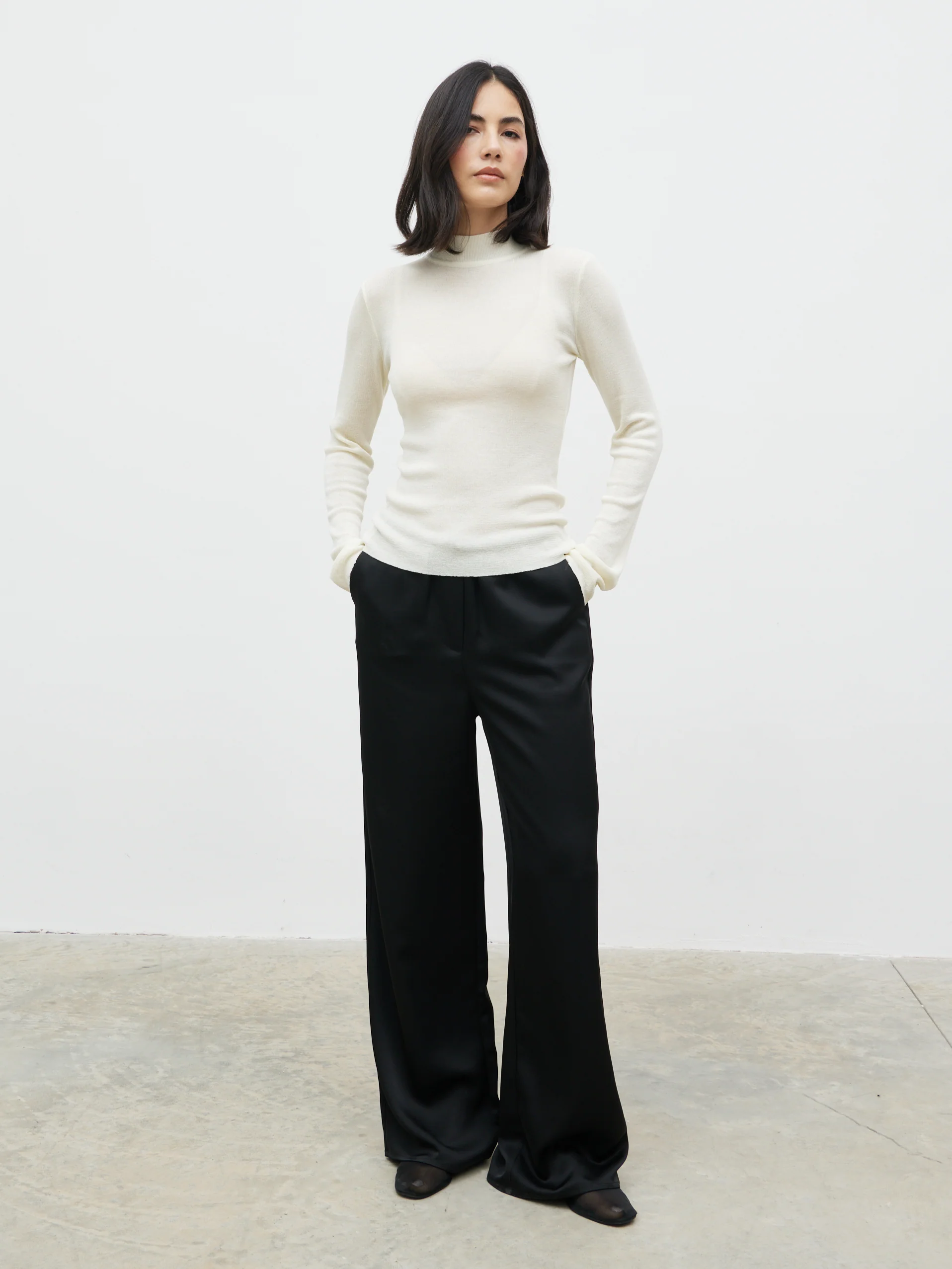 Charli Sheer Knit Top - Cream - Image 3