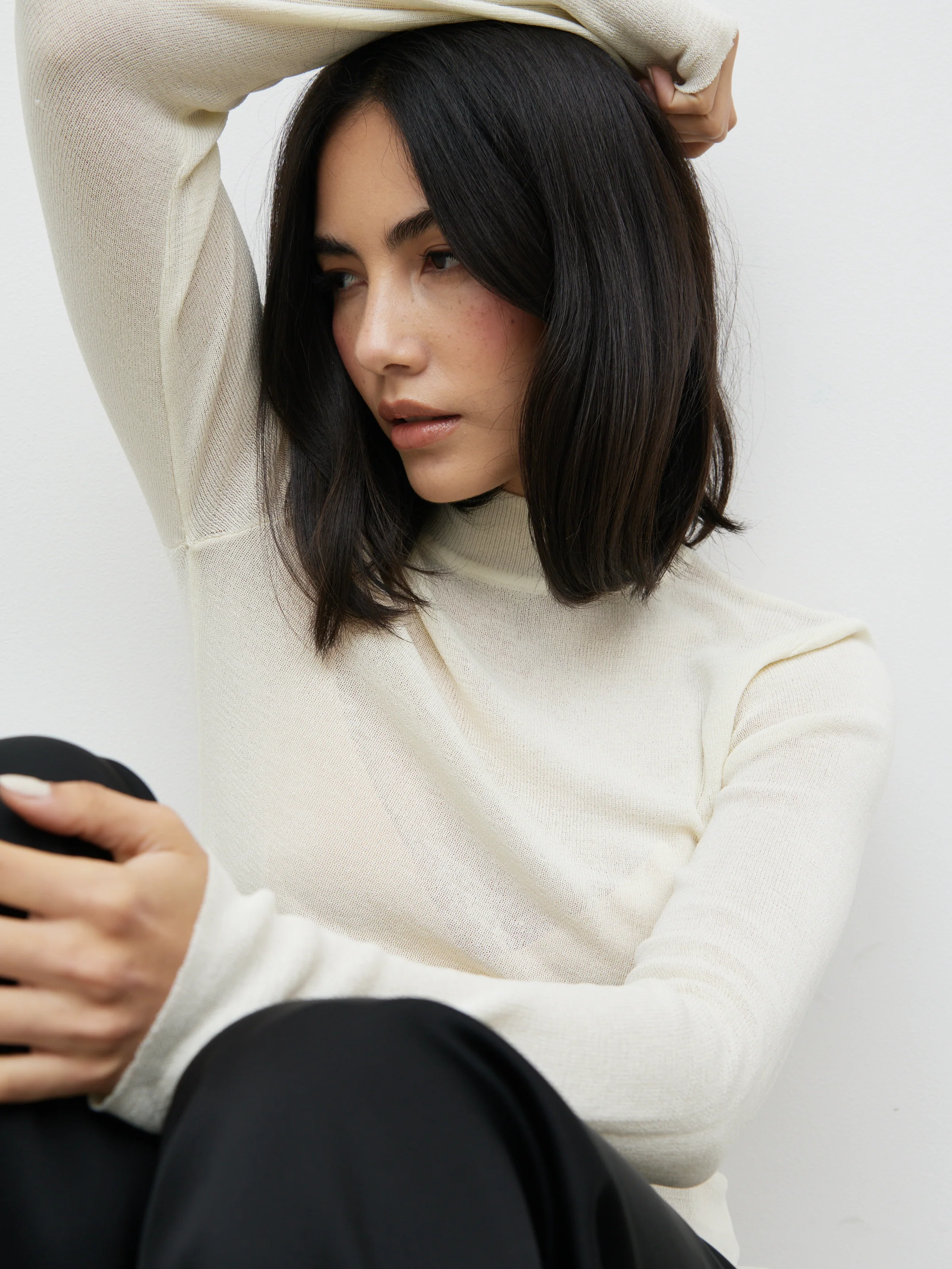 Charli Sheer Knit Top - Cream - Image 4