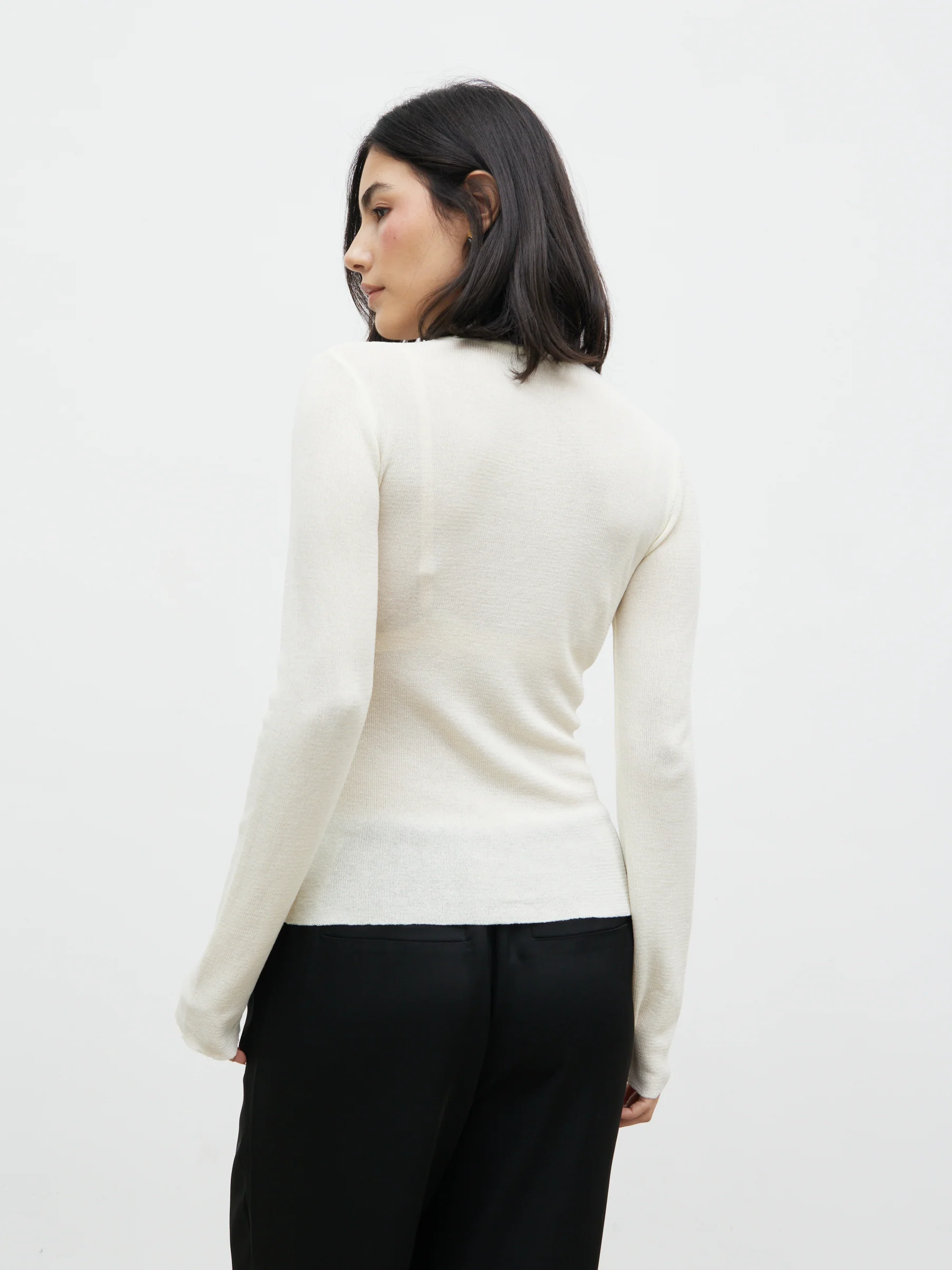 Charli Sheer Knit Top - Cream - Image 8