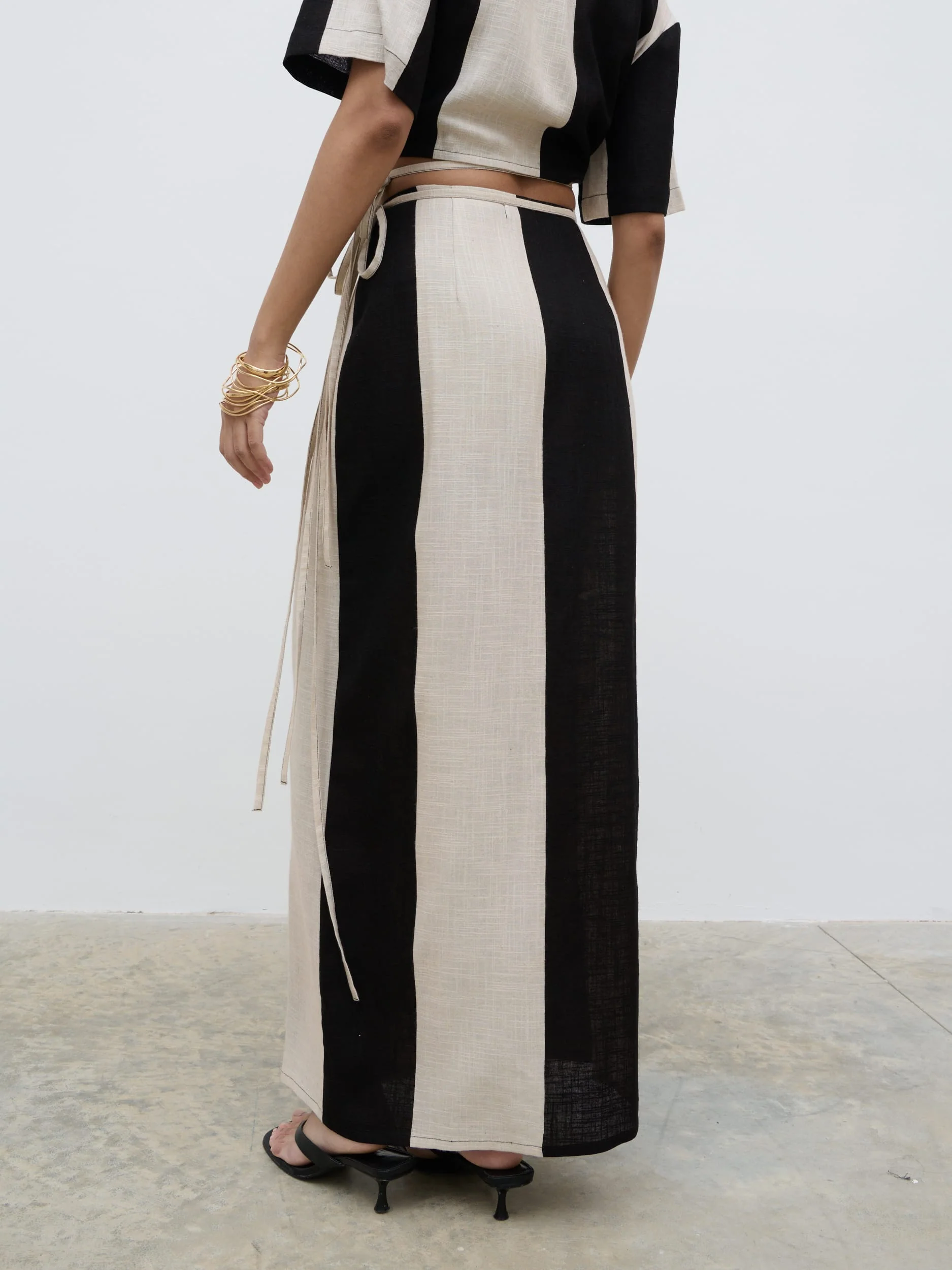 Chaya Printed Wrap Midaxi Skirt - Cream and Black - Image 4
