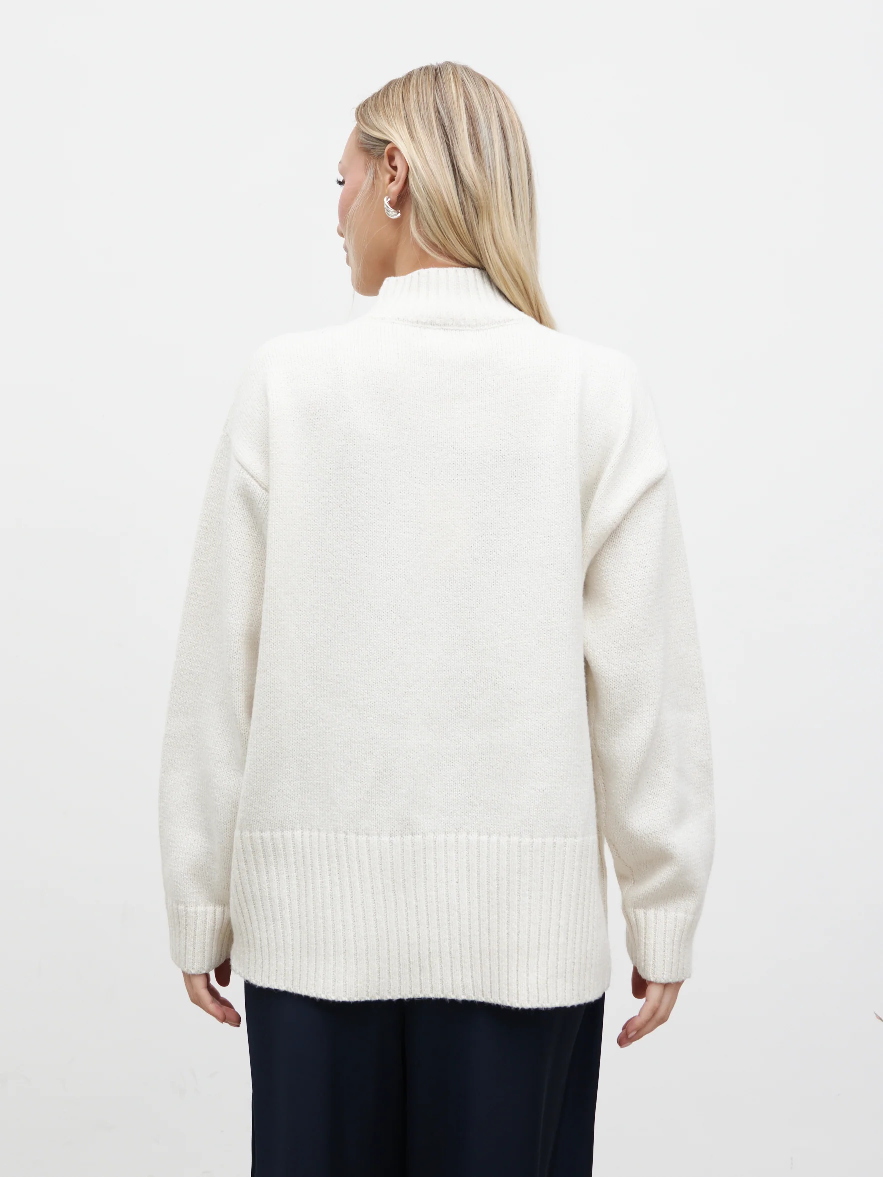 Claudia Double Ended Zip Knit Cardigan - Cream - Image 6