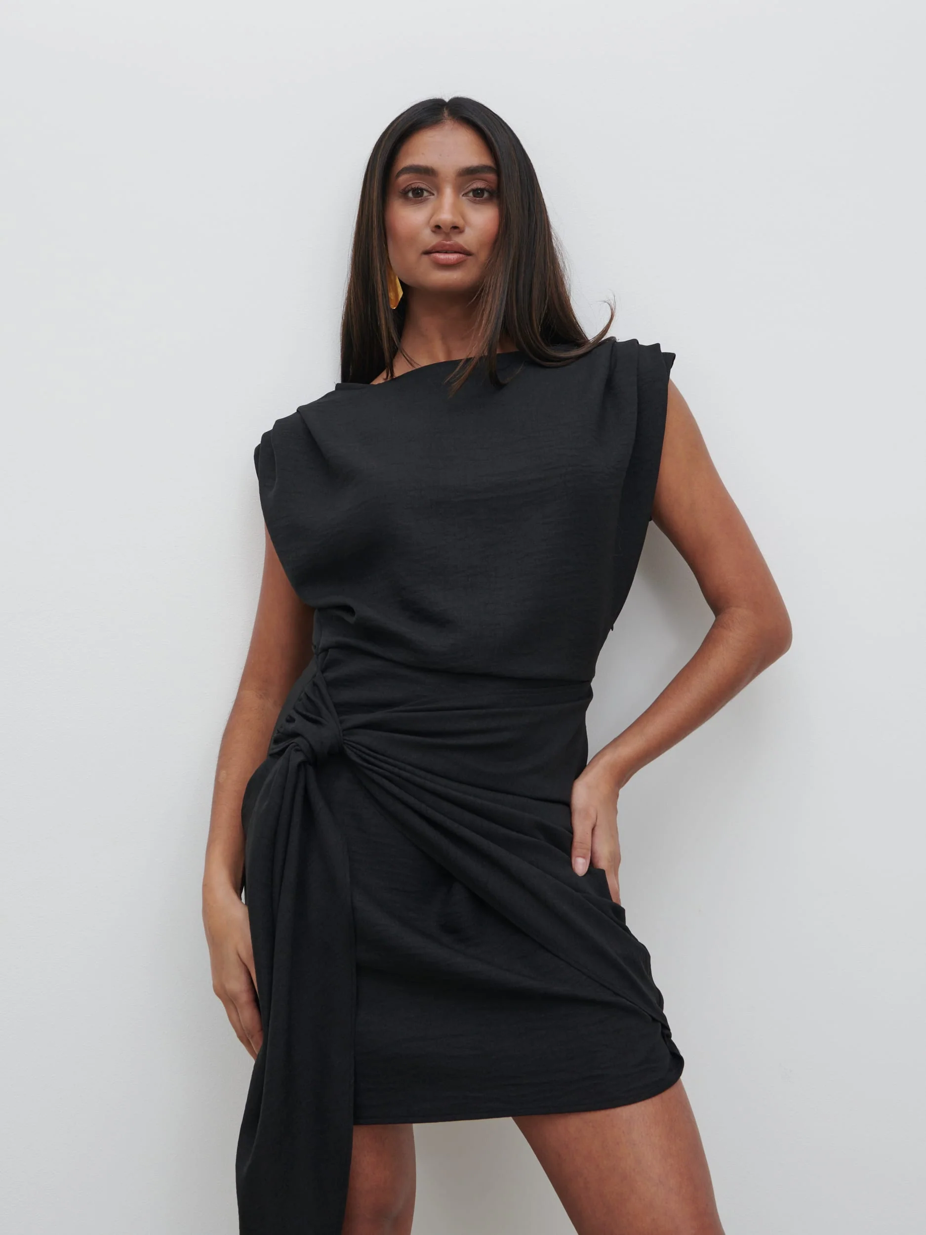 Dana Wrap Mini Dress - Black - Image 3