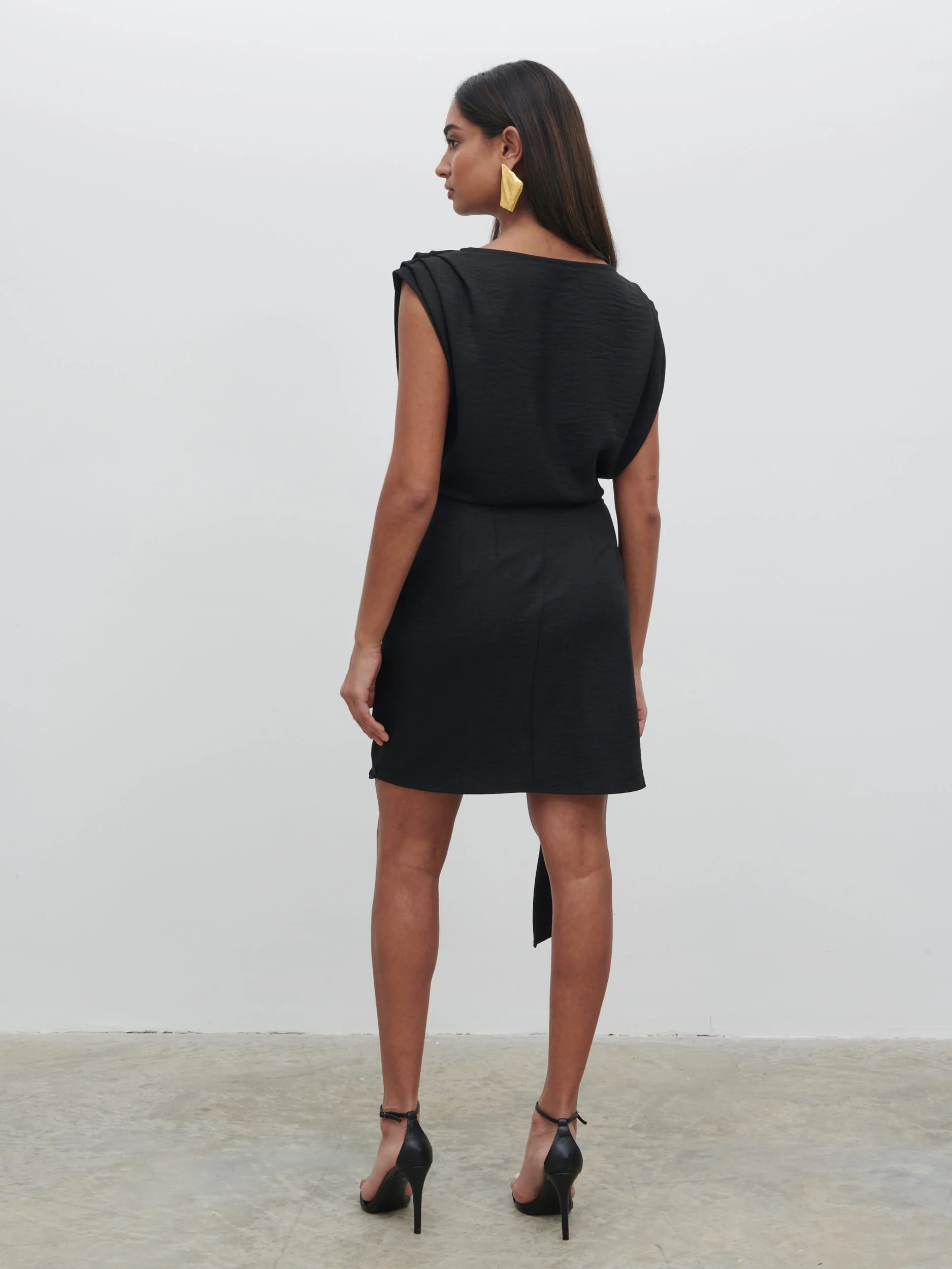 Dana Wrap Mini Dress - Black - Image 4