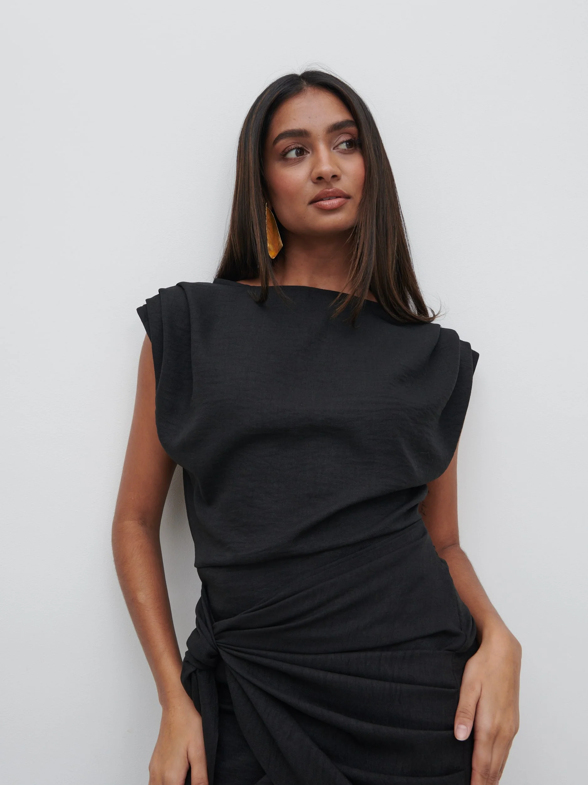 Dana Wrap Mini Dress - Black - Image 5