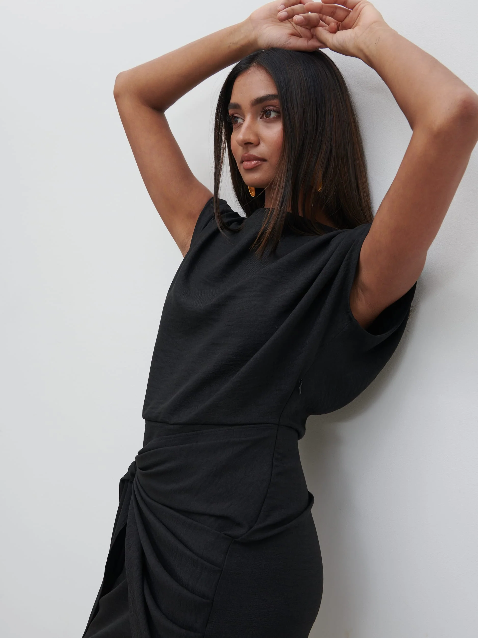 Dana Wrap Mini Dress - Black - Image 6