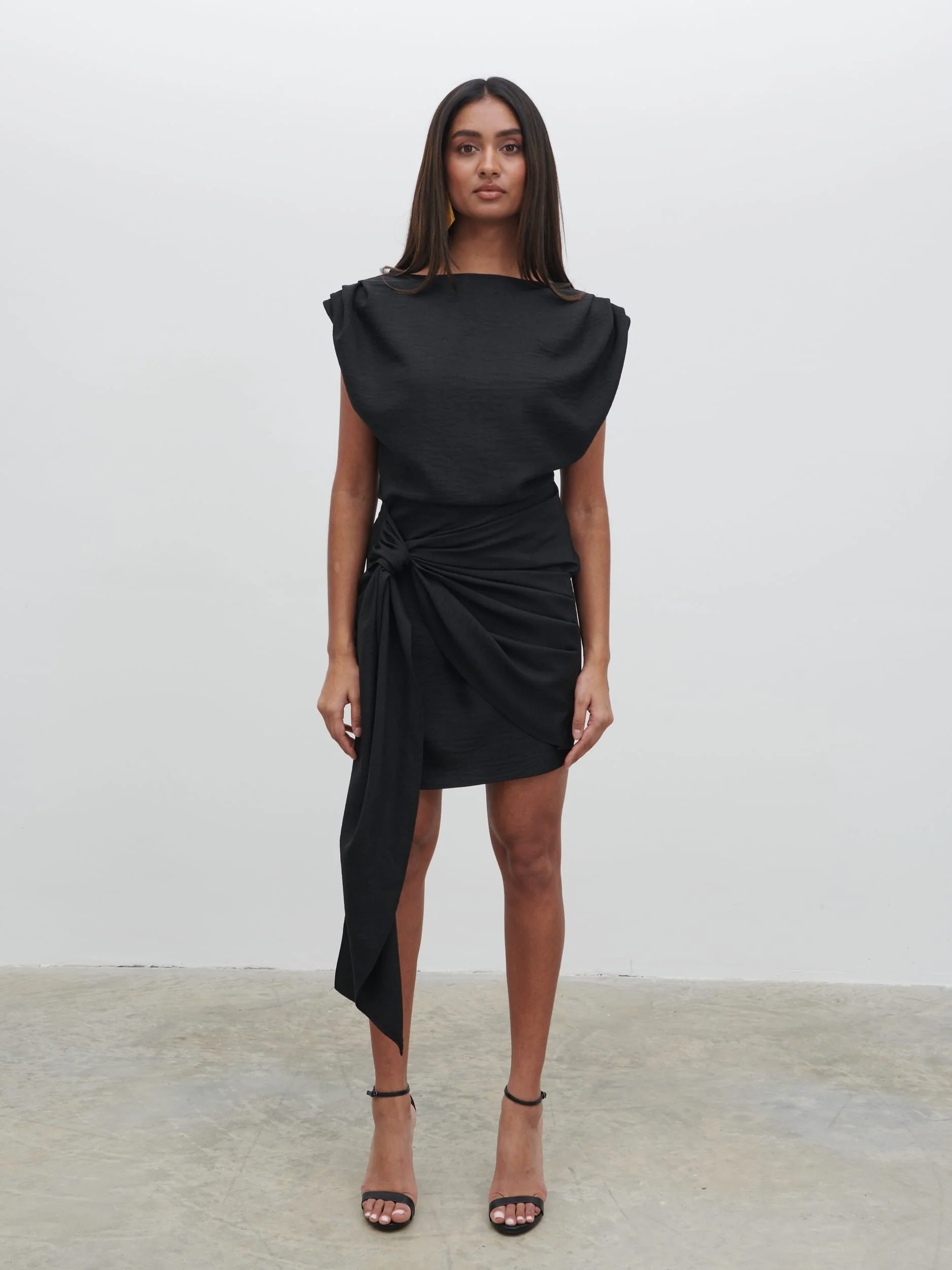 Dana Wrap Mini Dress - Black - Image 7