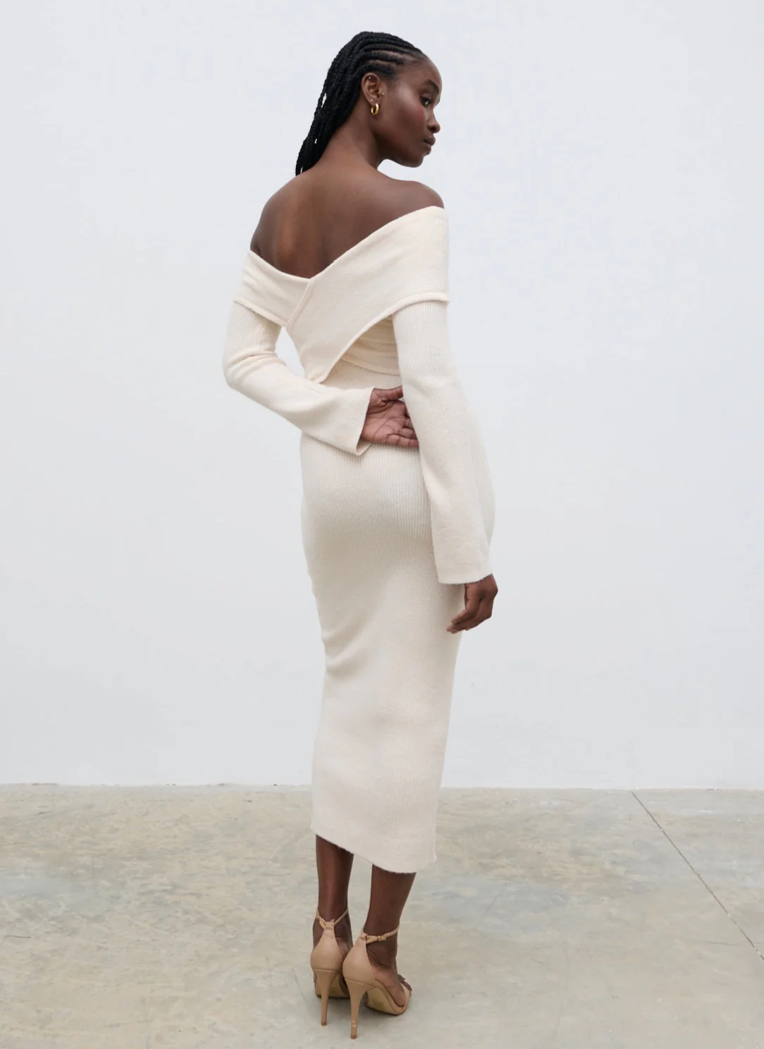 Danica Wrap Knit Midaxi Dress - Cream - Image 4