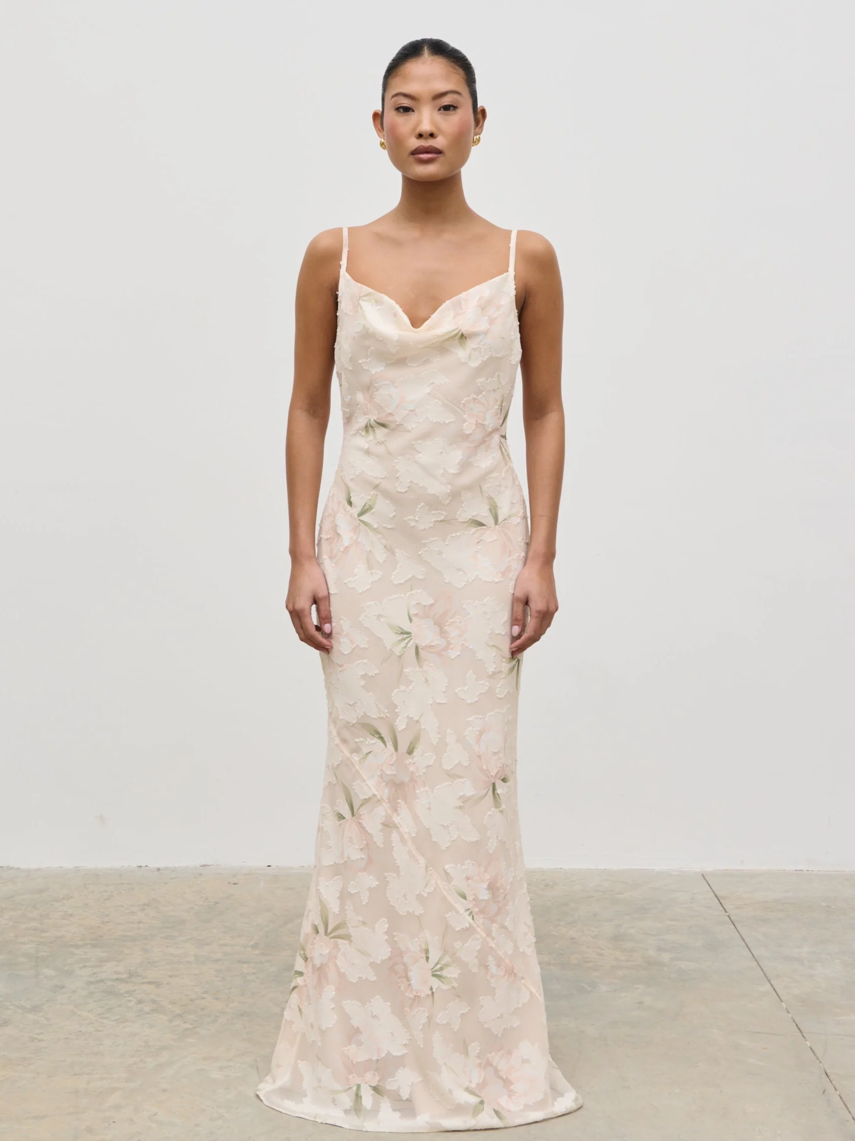 Eden Jacquard Maxi Dress - Cream Floral - Image 6
