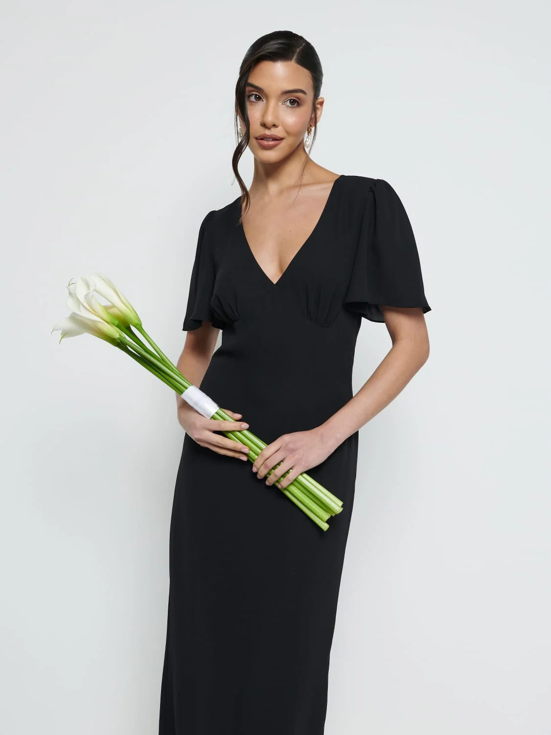 Edie Chiffon Maxi Bridesmaid Dress - Black - Image 2