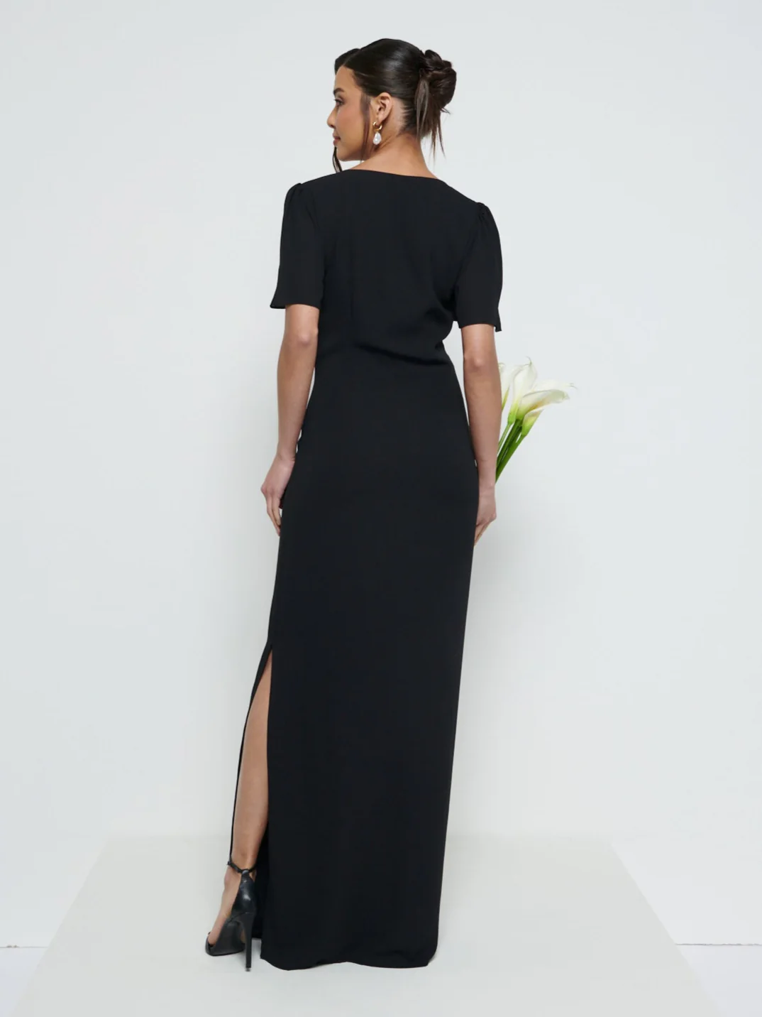 Edie Chiffon Maxi Bridesmaid Dress - Black - Image 4