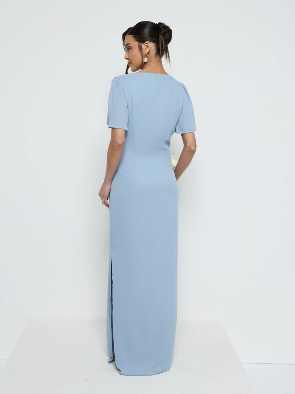 Edie Chiffon Maxi Bridesmaid Dress - Dusty Blue - Image 3