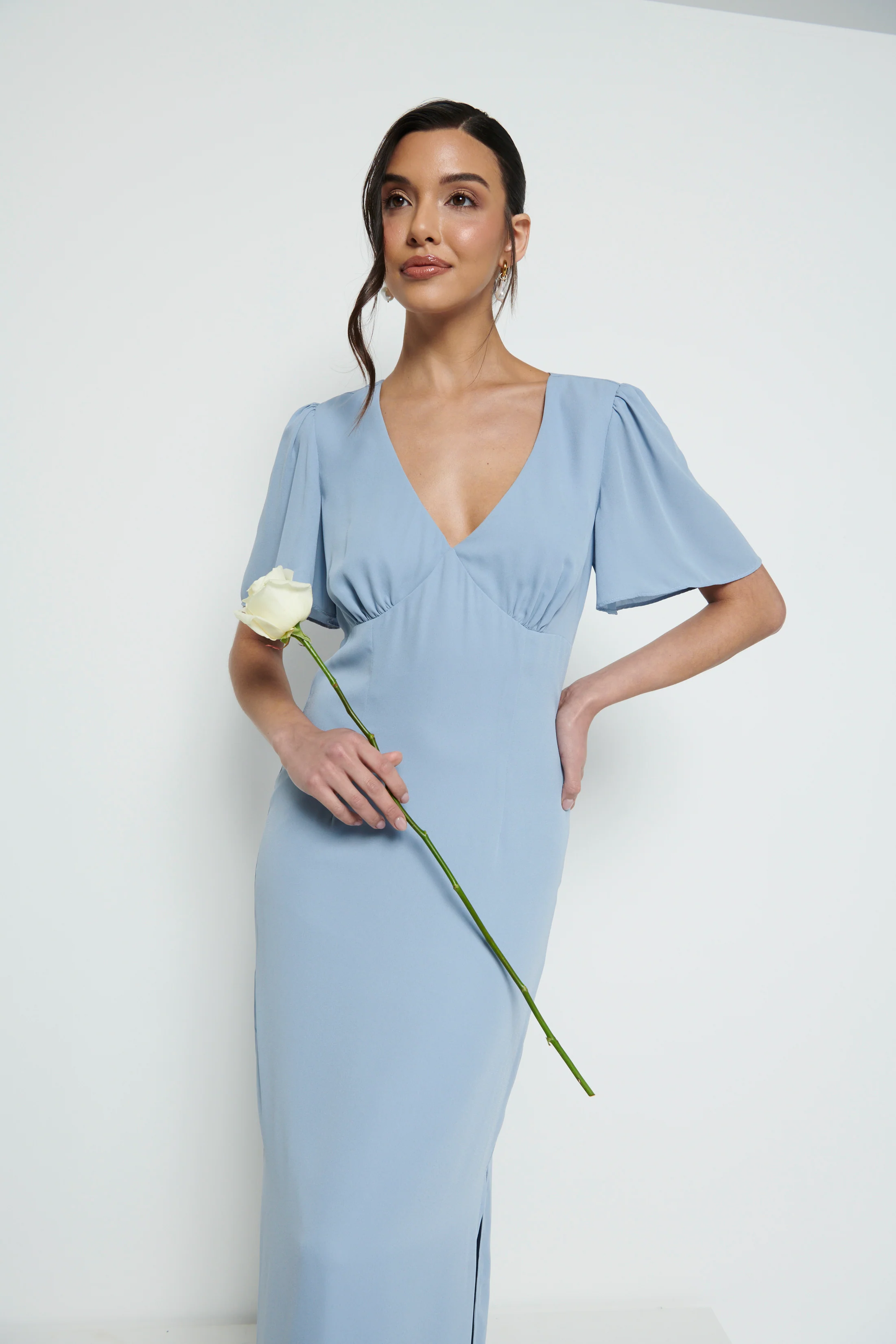 Edie Chiffon Maxi Bridesmaid Dress - Dusty Blue - Image 7