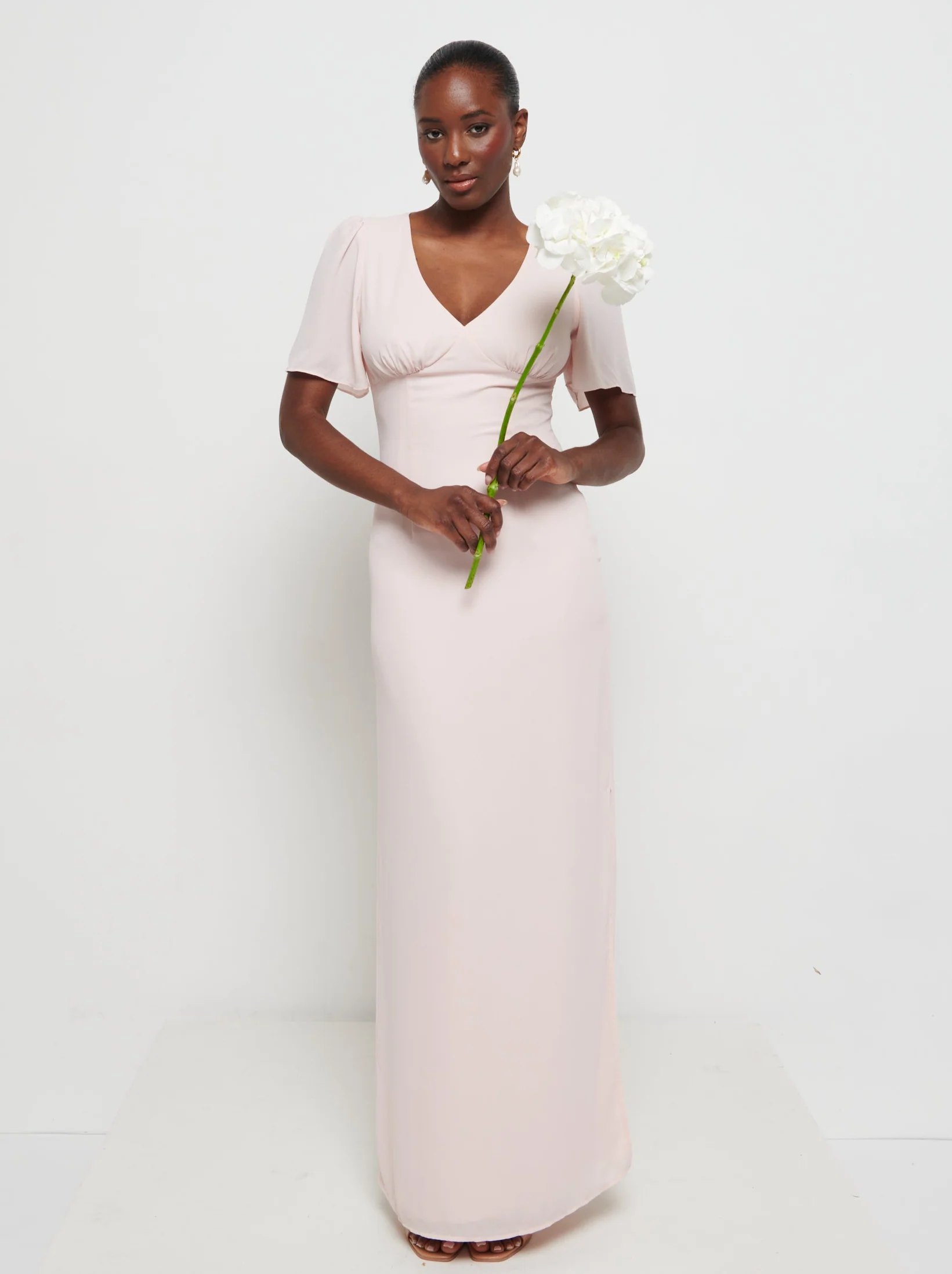 Edie Chiffon Maxi Bridesmaids Dress - Blush