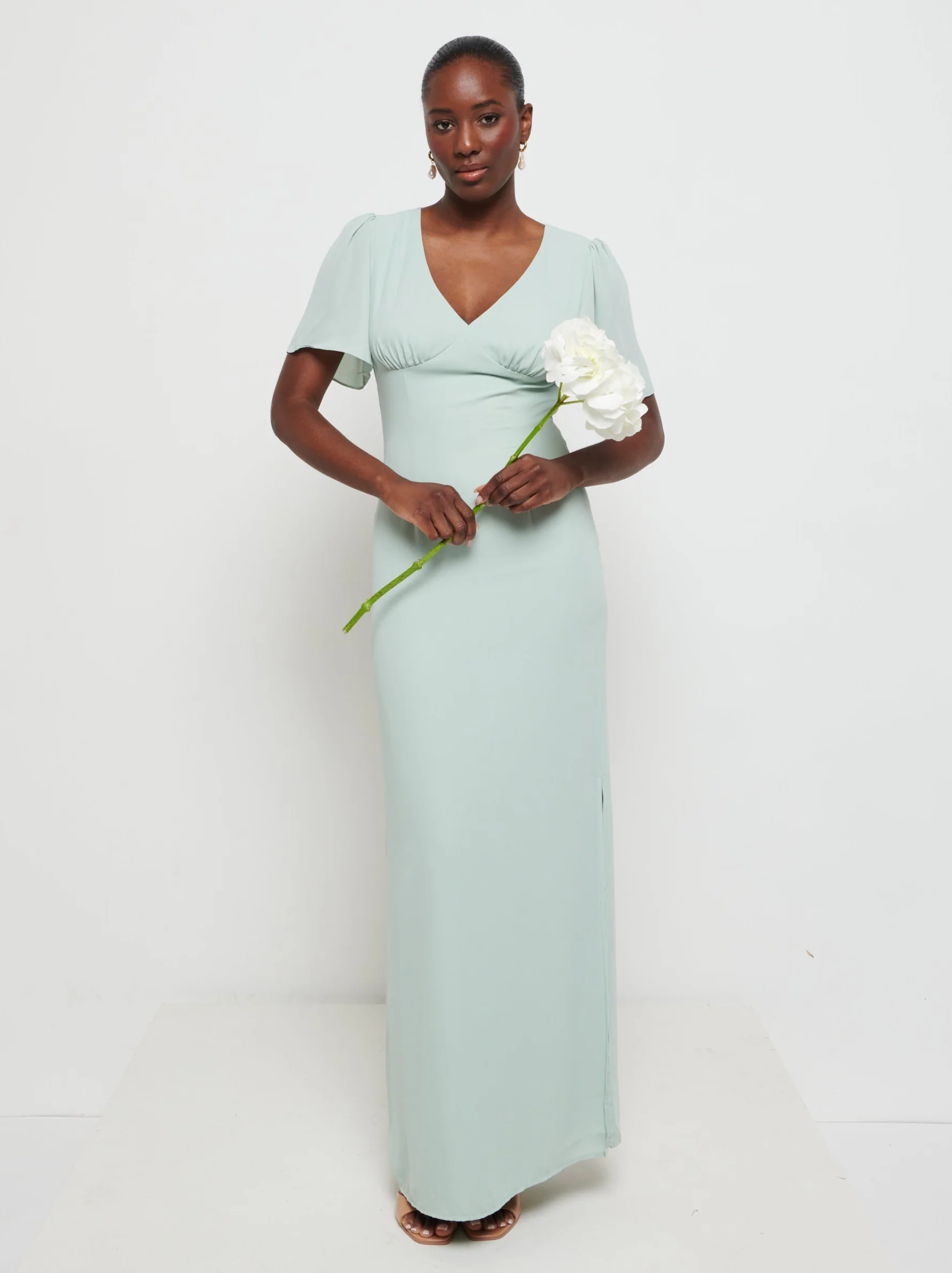 Edie Chiffon Maxi Bridesmaids Dress - Sage