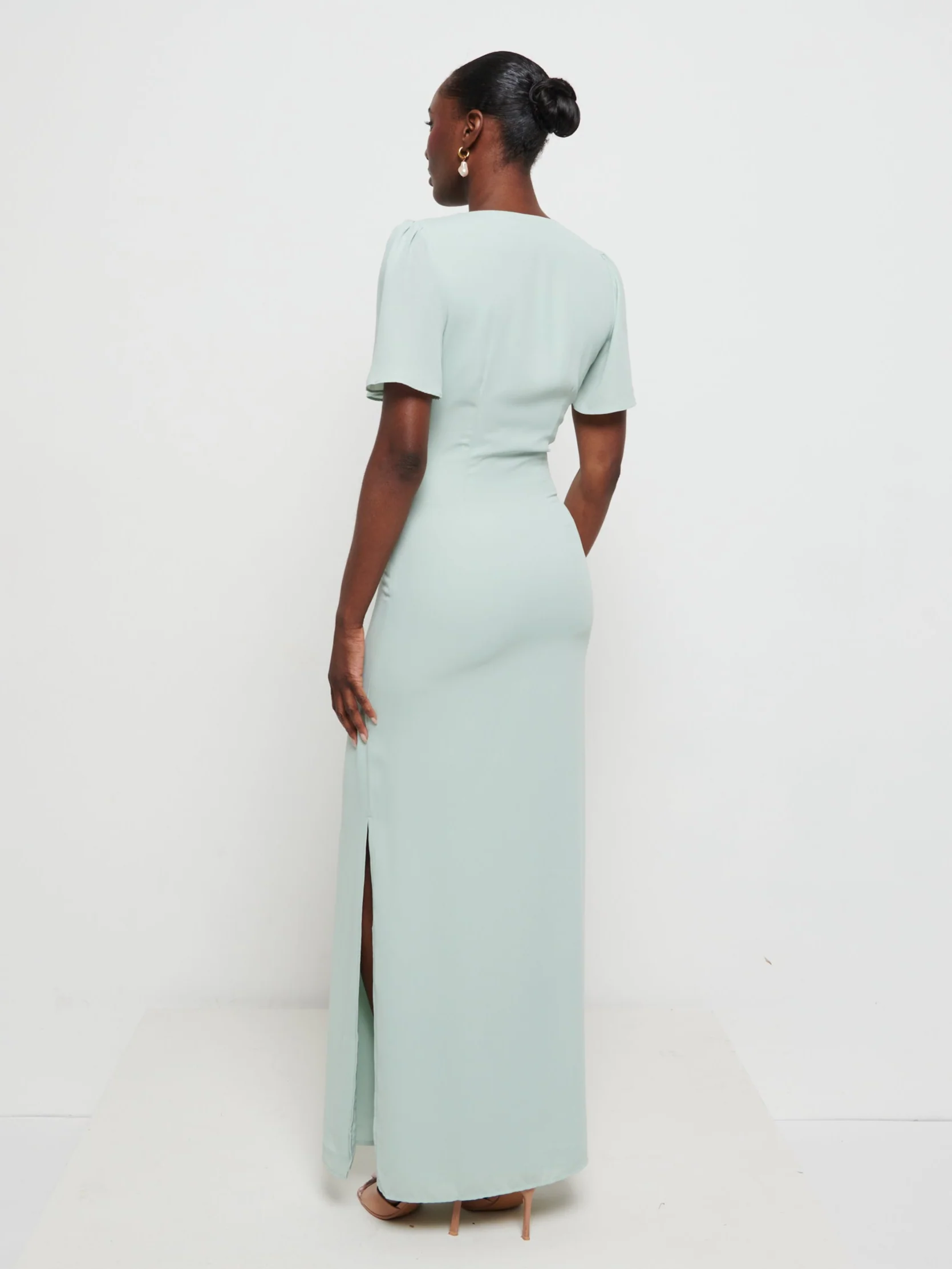Edie Chiffon Maxi Bridesmaids Dress - Sage - Image 3