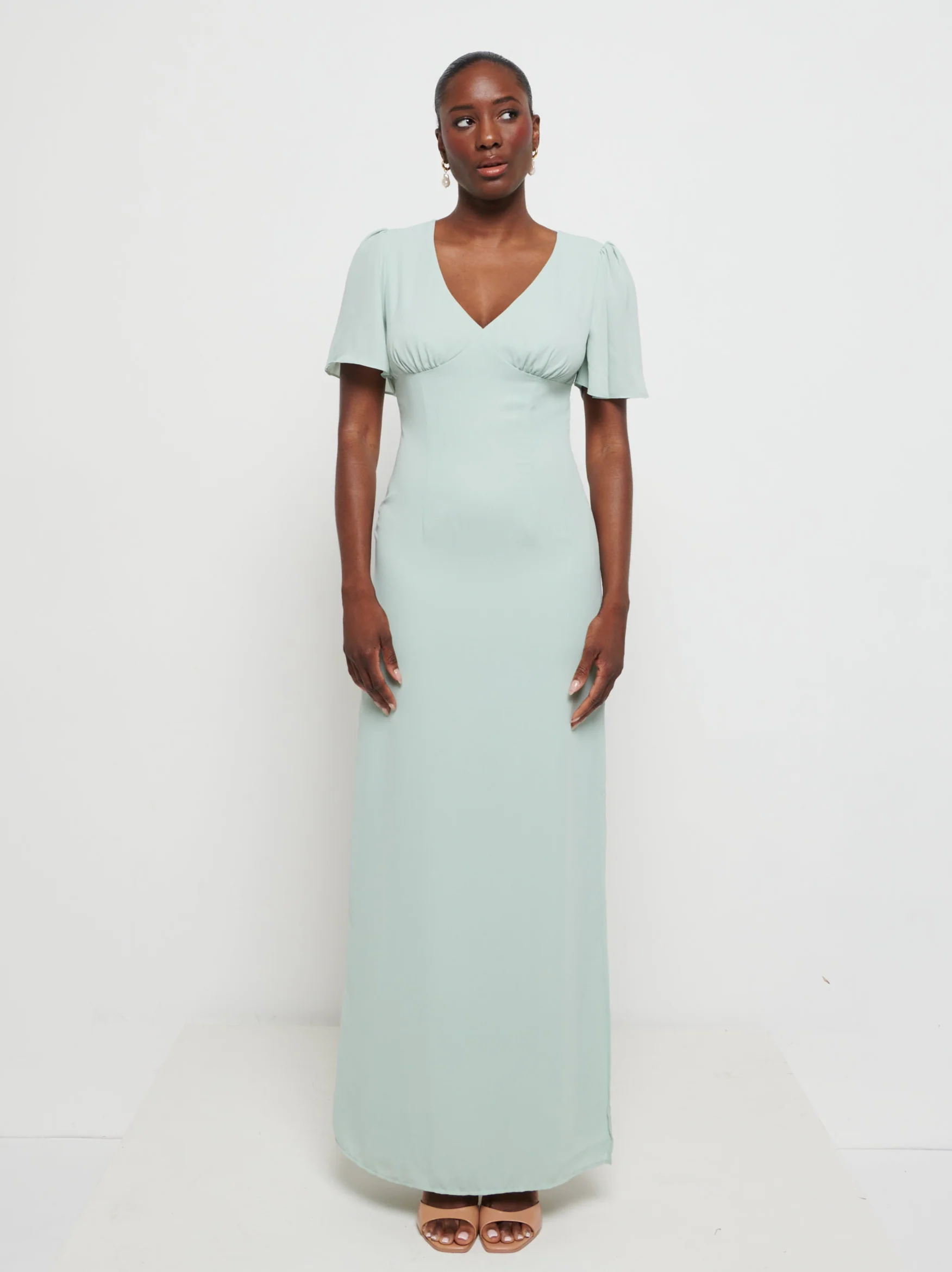 Edie Chiffon Maxi Bridesmaids Dress - Sage - Image 4
