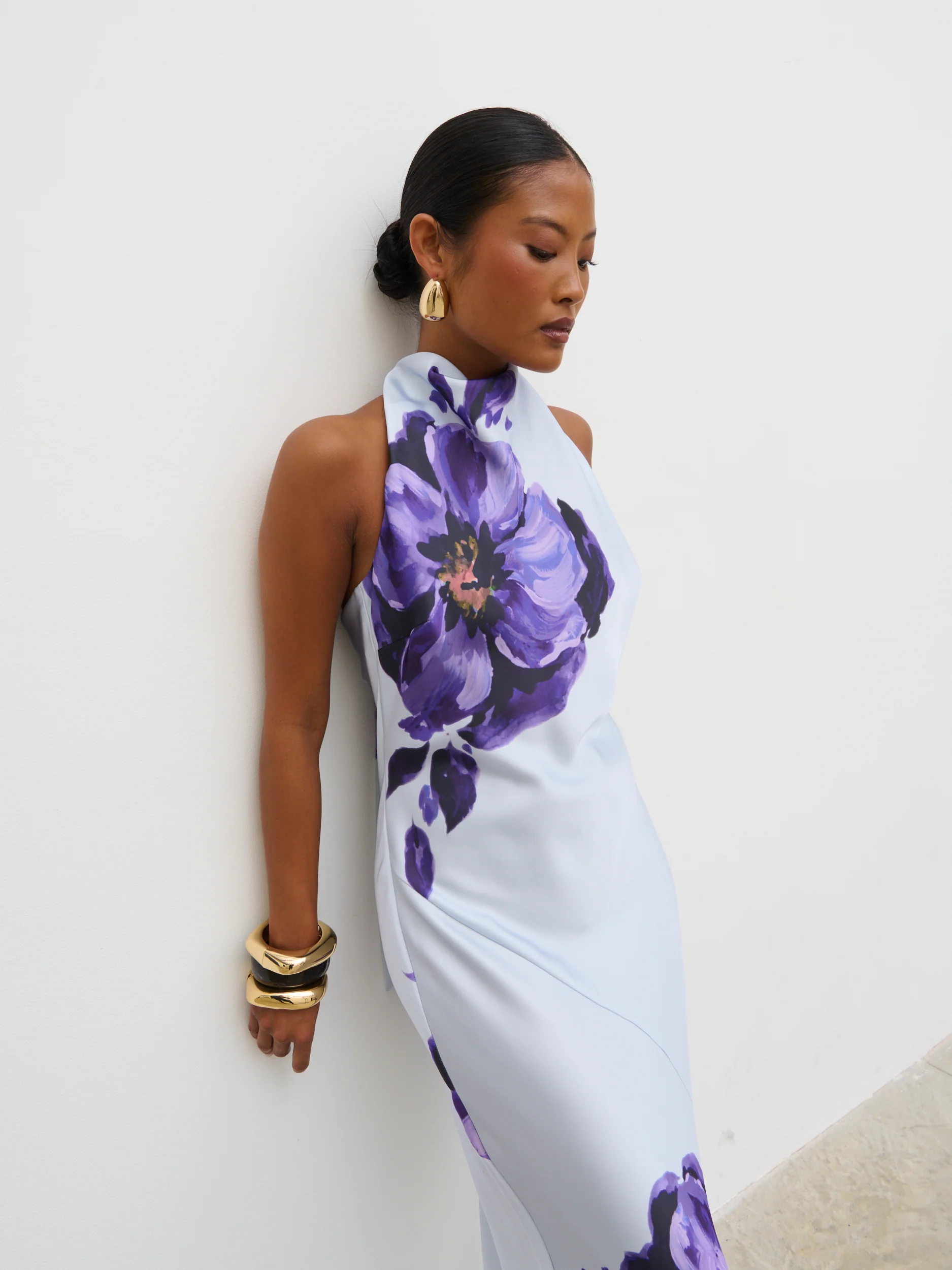 Edita Cowl Neck Maxi Dress - Lilac Floral - Image 4