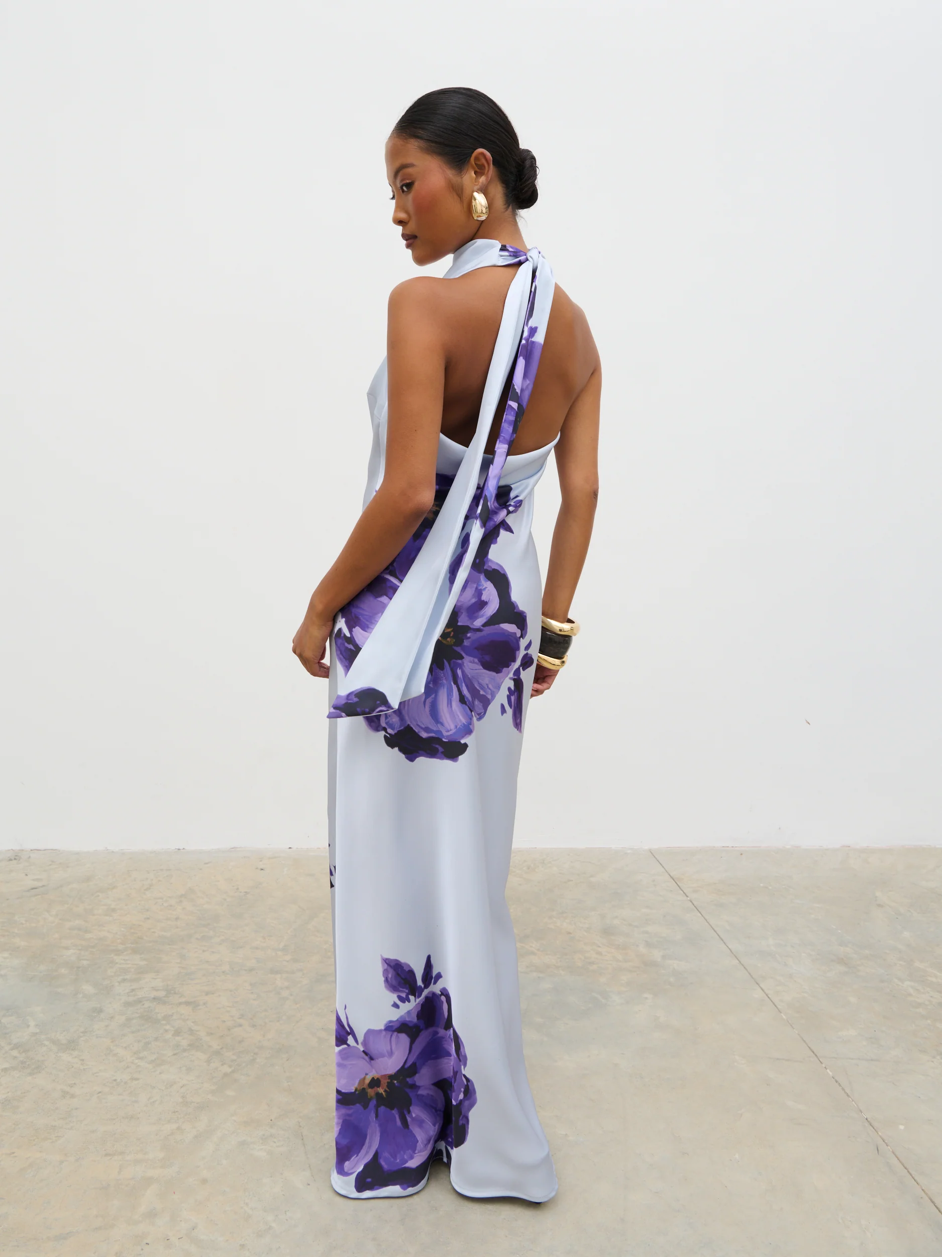 Edita Cowl Neck Maxi Dress - Lilac Floral - Image 7