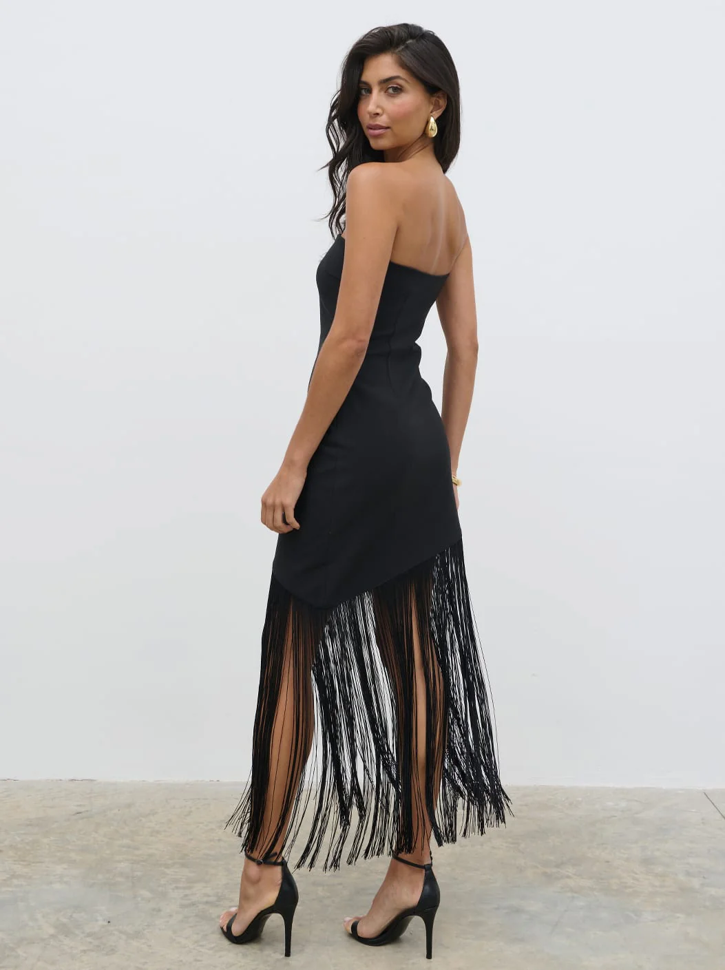 Eliana Bandeau Fringed Dress - Black - Image 3