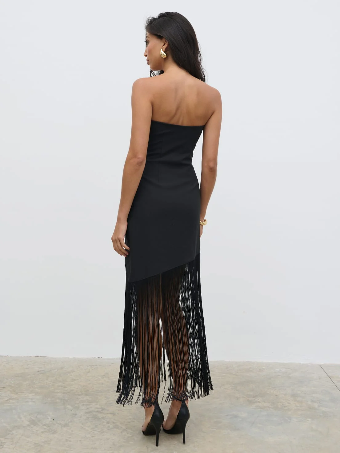 Eliana Bandeau Fringed Dress - Black - Image 5