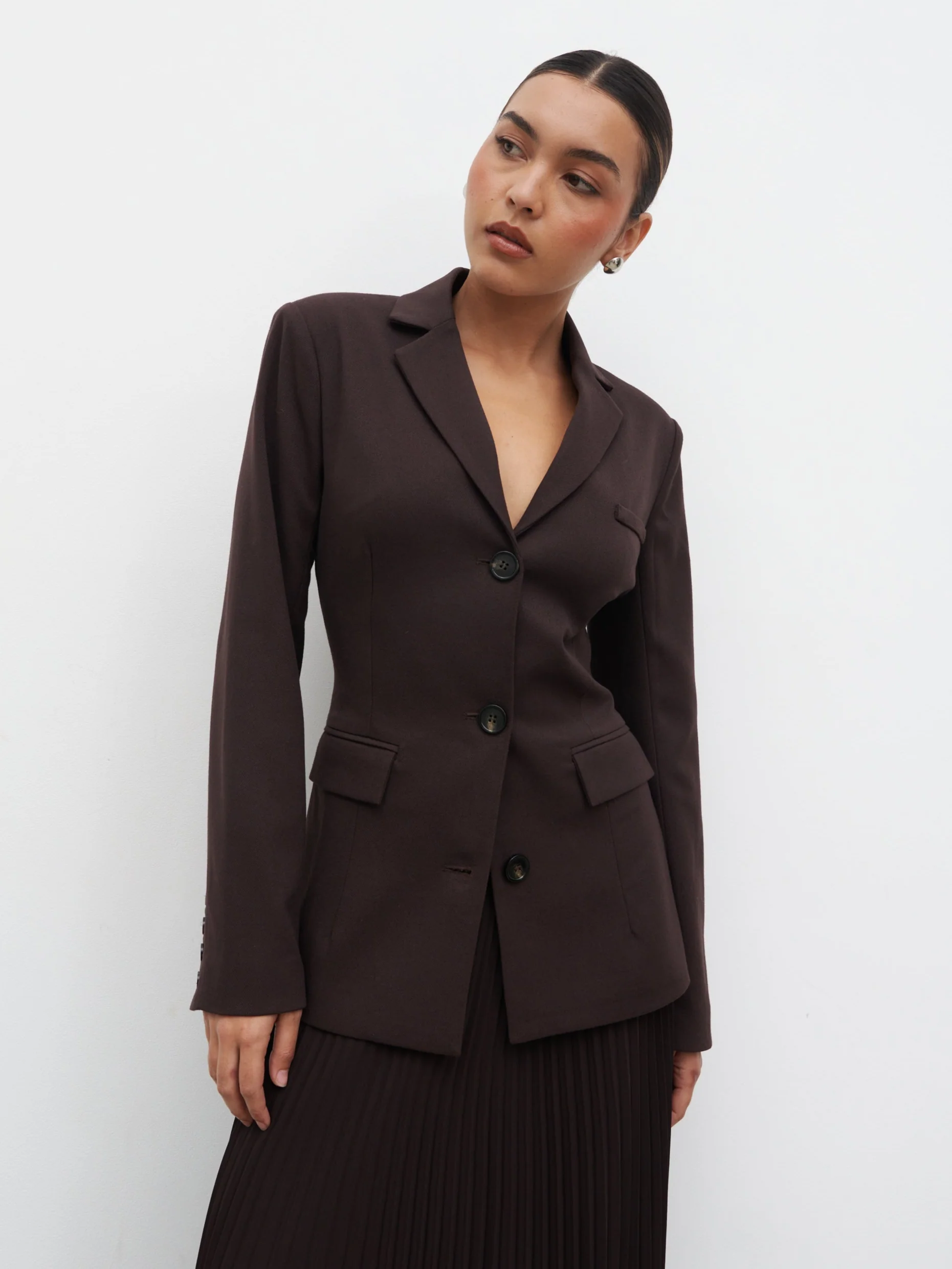 Elsa Cinched Blazer - Brown - Image 2