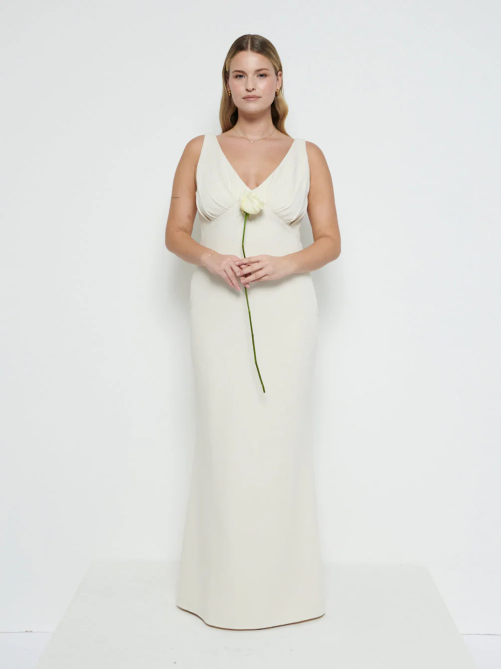Esmee Crepe Maxi Bridesmaid Dress - Champagne
