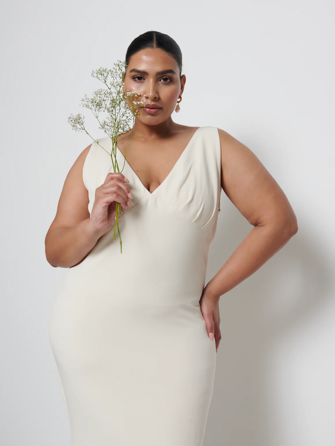 Esmee Crepe Maxi Bridesmaid Dress Curve - Champagne - Image 2