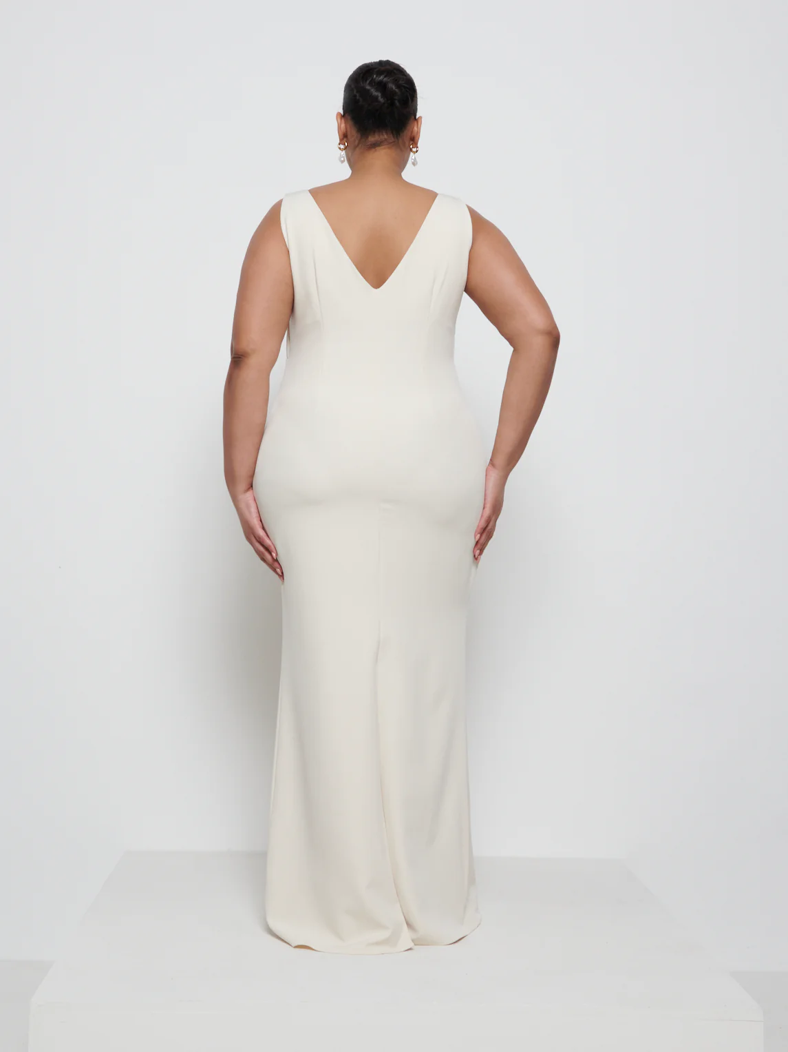 Esmee Crepe Maxi Bridesmaid Dress Curve - Champagne - Image 3