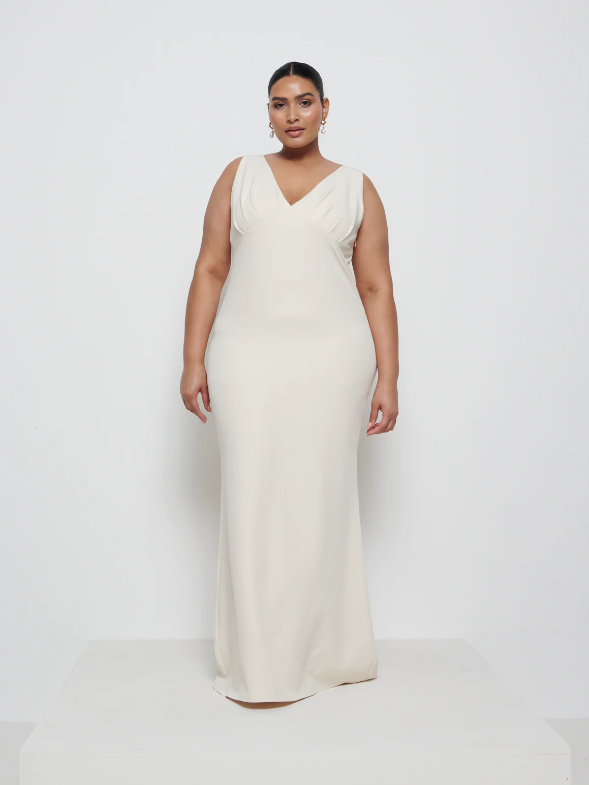 Esmee Crepe Maxi Bridesmaid Dress Curve - Champagne - Image 4