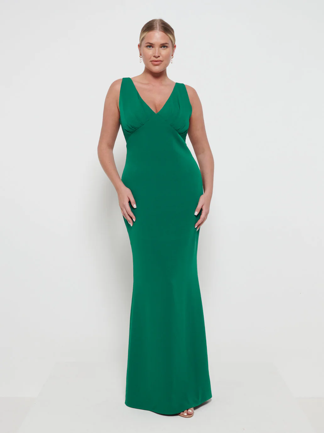 Esmee Crepe Maxi Bridesmaid Dress - Emerald