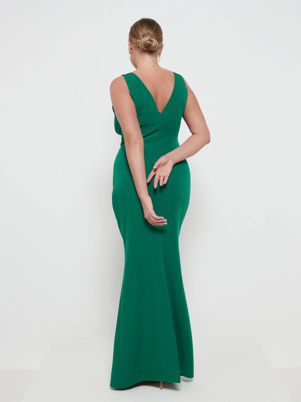 Esmee Crepe Maxi Bridesmaid Dress - Emerald - Image 3