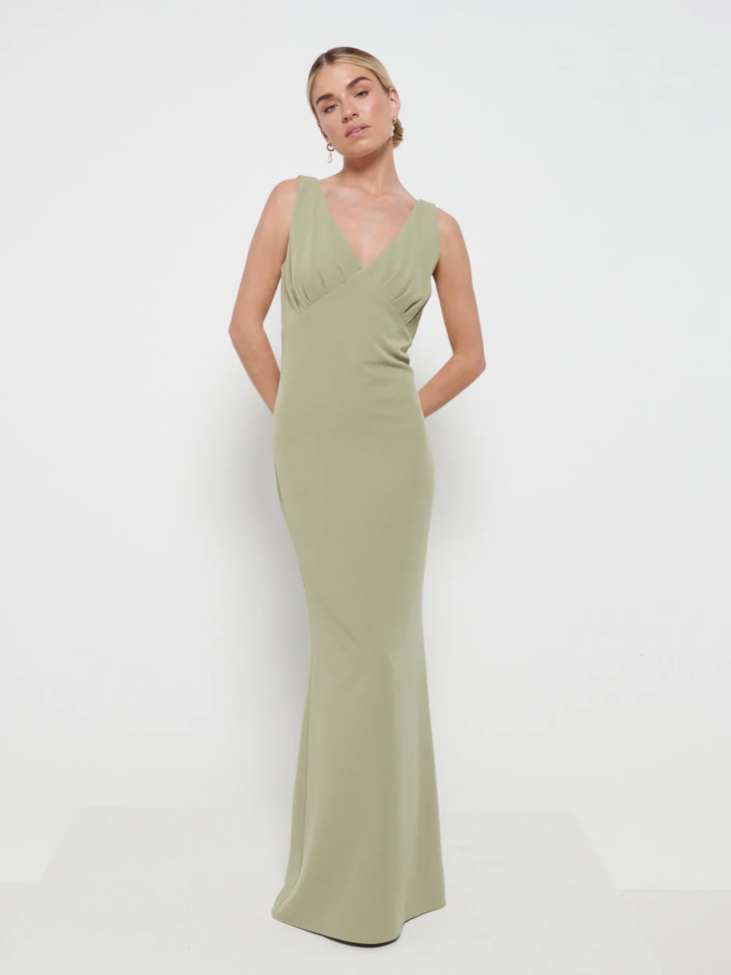 Esmee Crepe Maxi Bridesmaid Dress - Olive