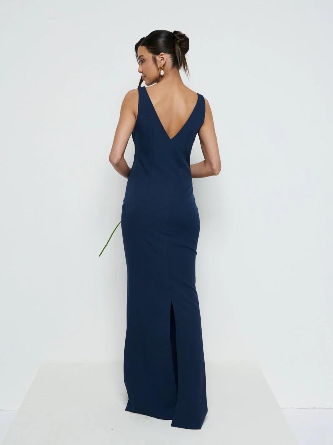 Esmee Crepe Maxi Bridesmaid Dress - Navy - Image 3