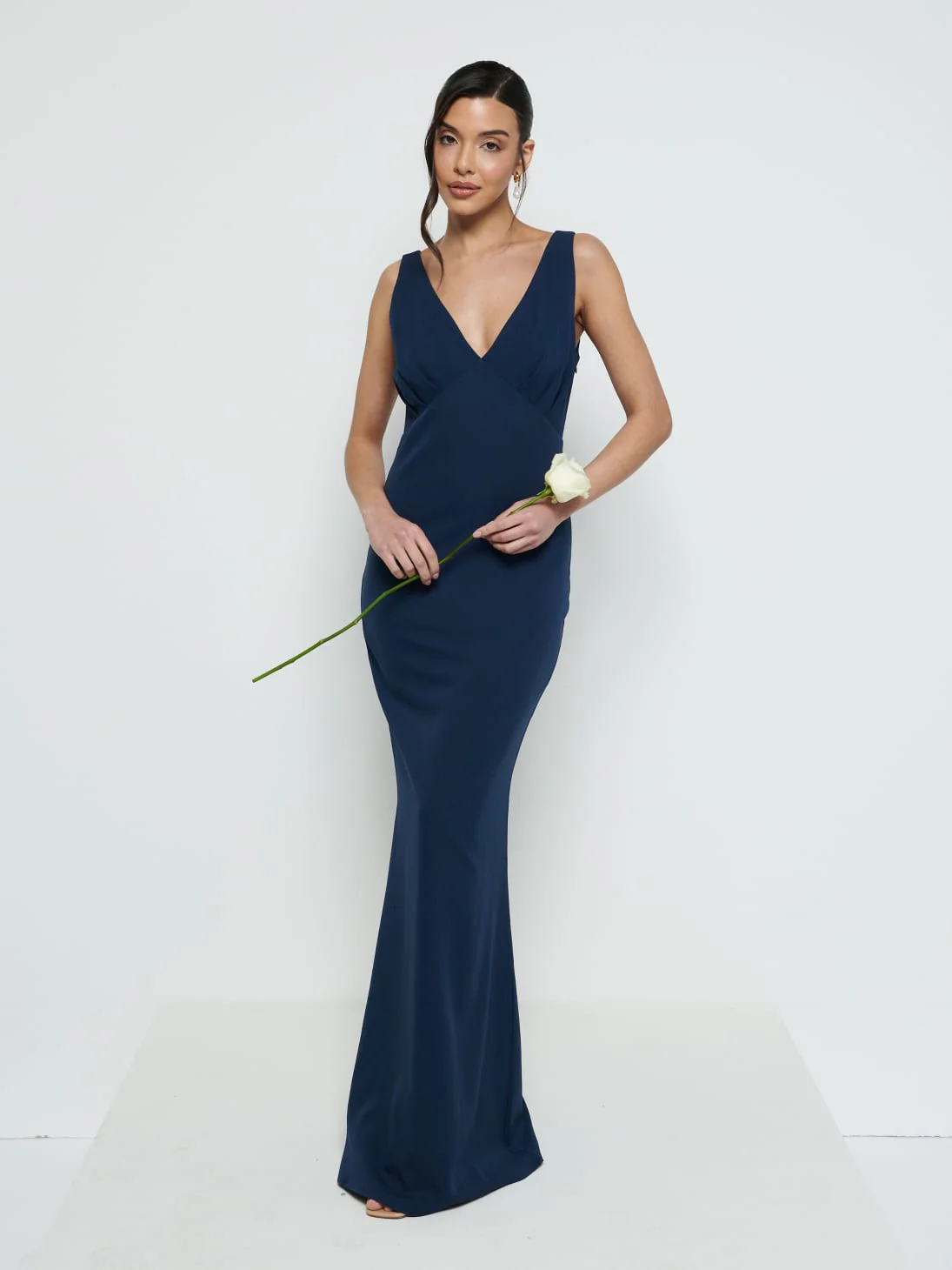 Esmee Crepe Maxi Bridesmaid Dress - Navy - Image 4