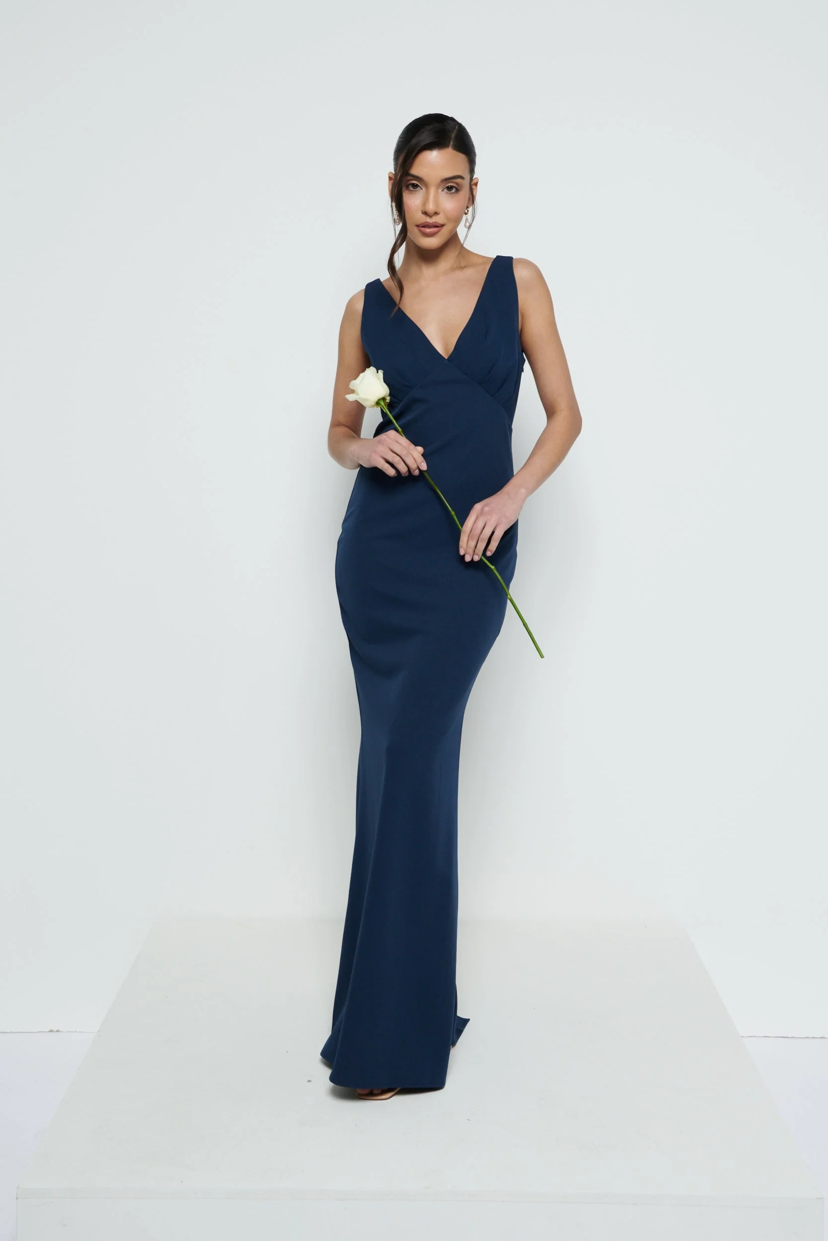 Esmee Crepe Maxi Bridesmaid Dress - Navy - Image 5