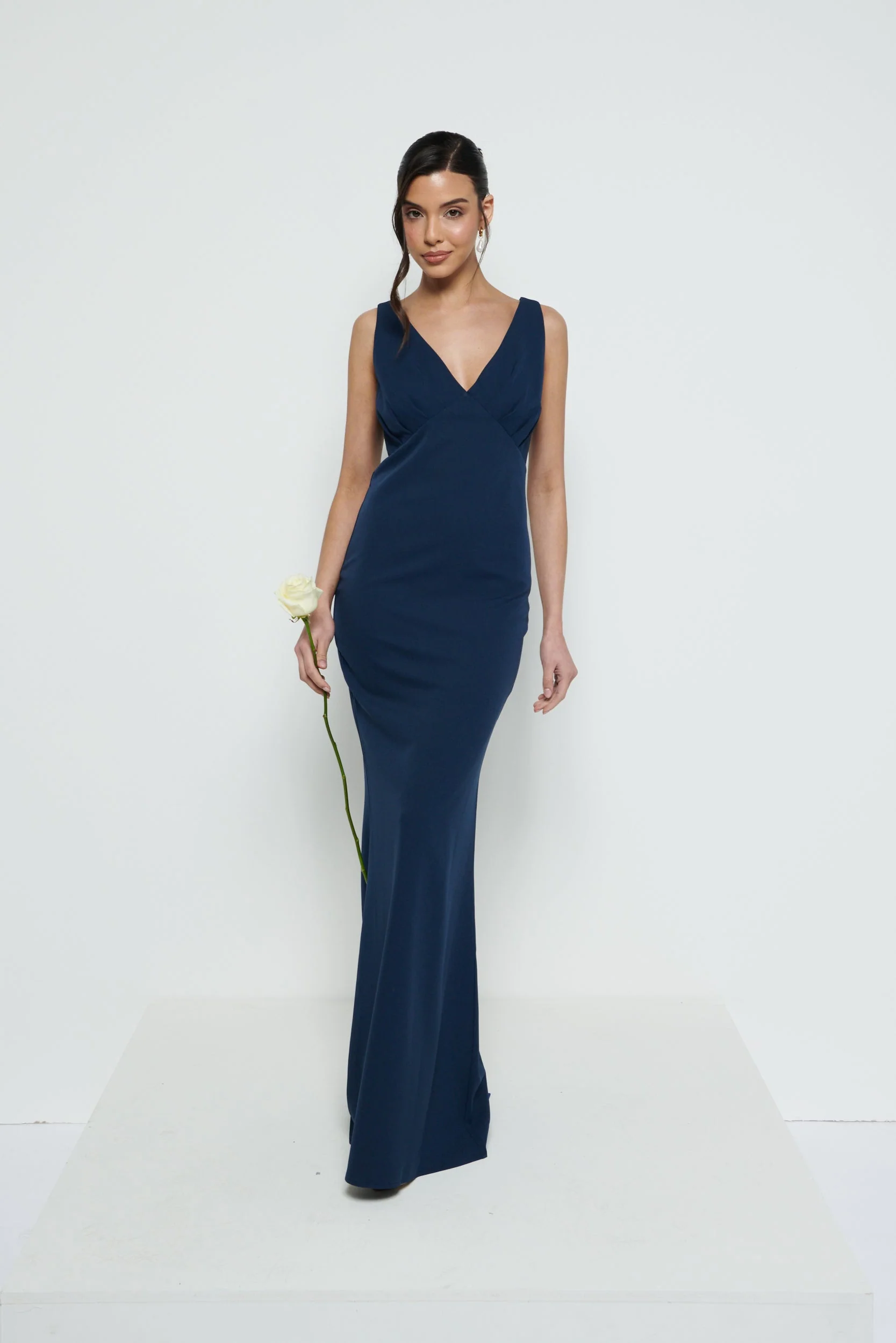 Esmee Crepe Maxi Bridesmaid Dress - Navy - Image 6