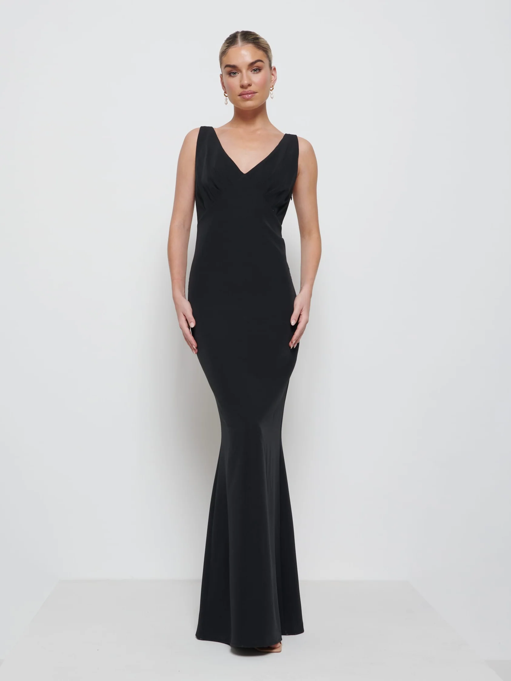 Esmee Crepe Bridesmaid Maxi Dress - Black