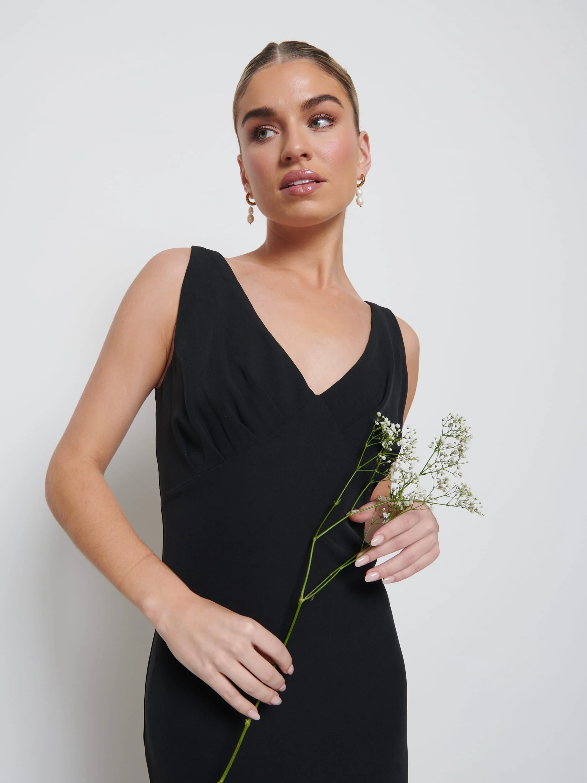 Esmee Crepe Bridesmaid Maxi Dress - Black - Image 2