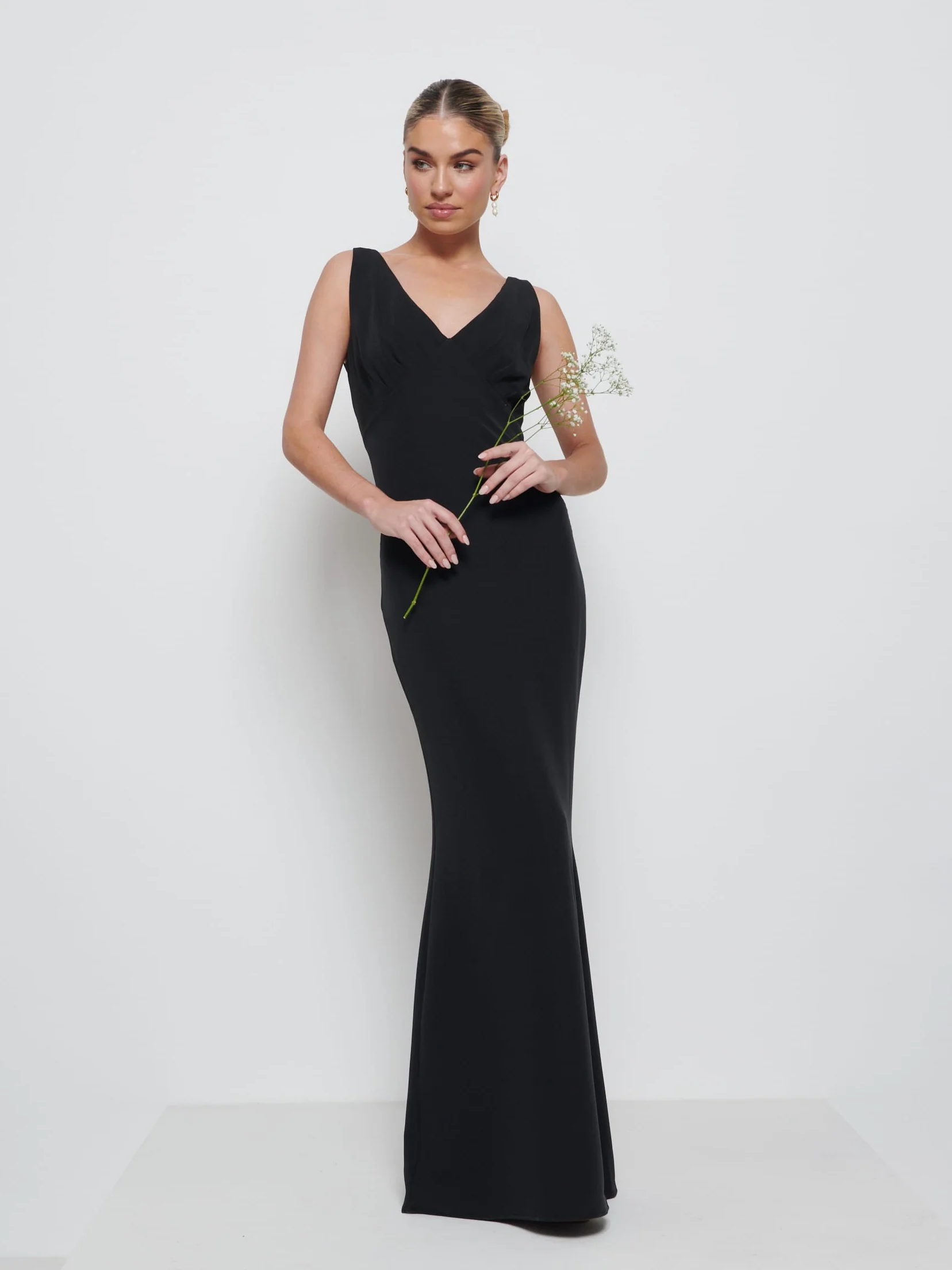 Esmee Crepe Bridesmaid Maxi Dress - Black - Image 4